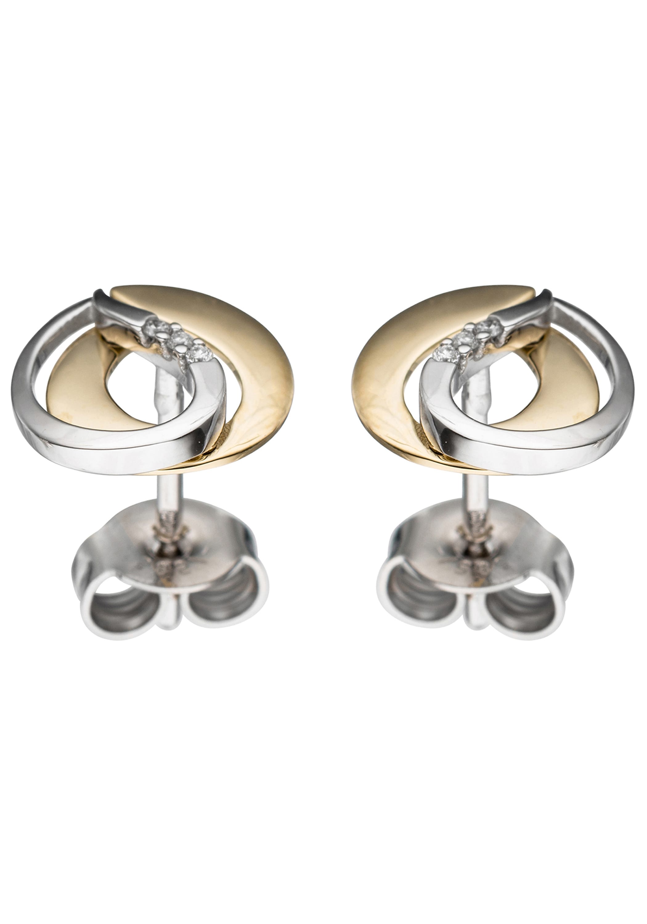 JOBO Paar Ohrstecker »Ohrringe mit 6 Diamanten« 585 Gold bicolor