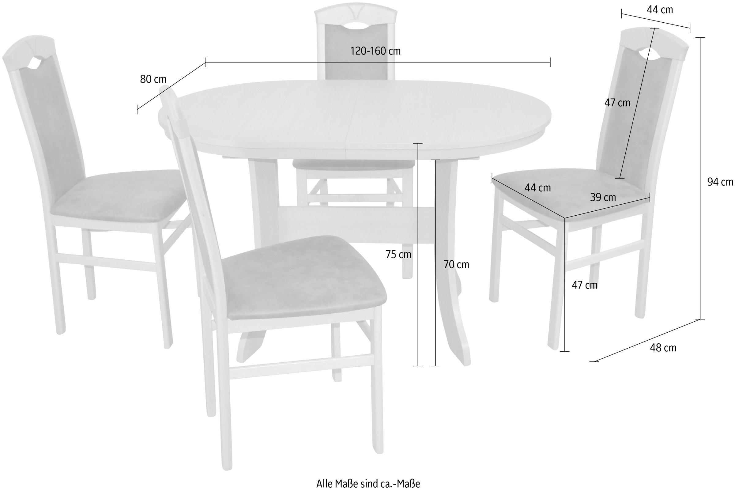 HOFMANN LIVING AND MORE Essgruppe »5tlg. Tischgruppe«, (Spar-Set, 5 tlg., 5tlg. Tischgruppe), Stühle montiert