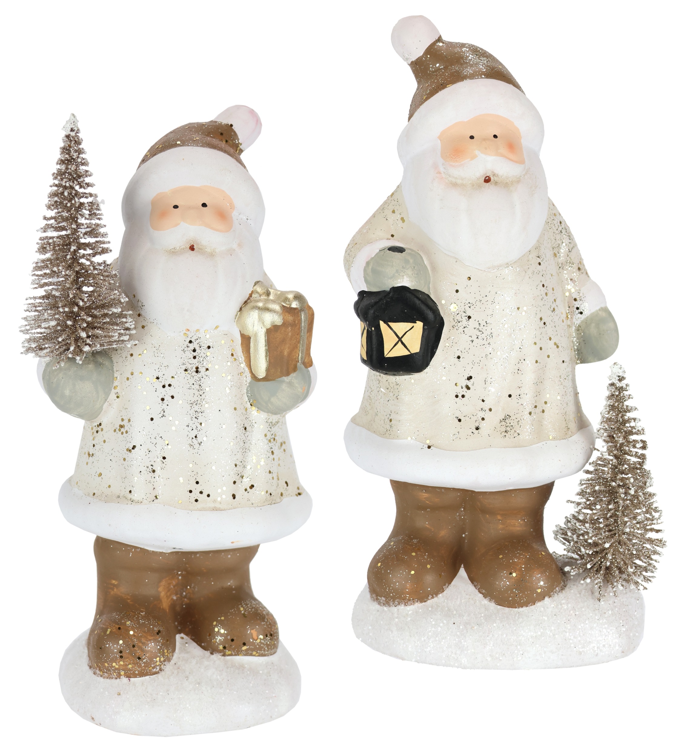 I.GE.A. Dekofigur "Nikolaus aus Keramik, 2er Set", Mit Baum Laterne Geschen günstig online kaufen