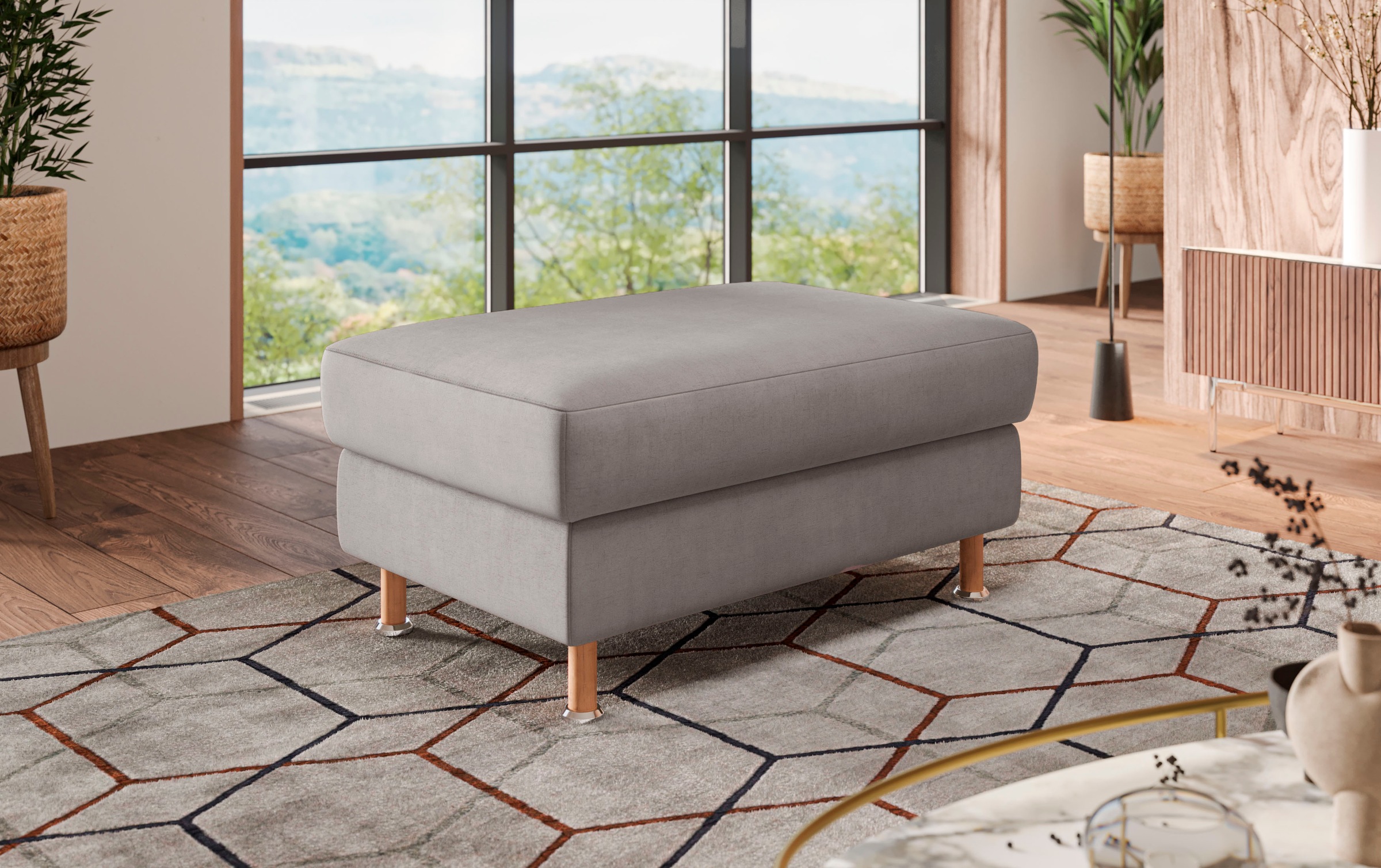 OTTO home Polsterhocker "Calypso" Holzfuesse mit Metallteller