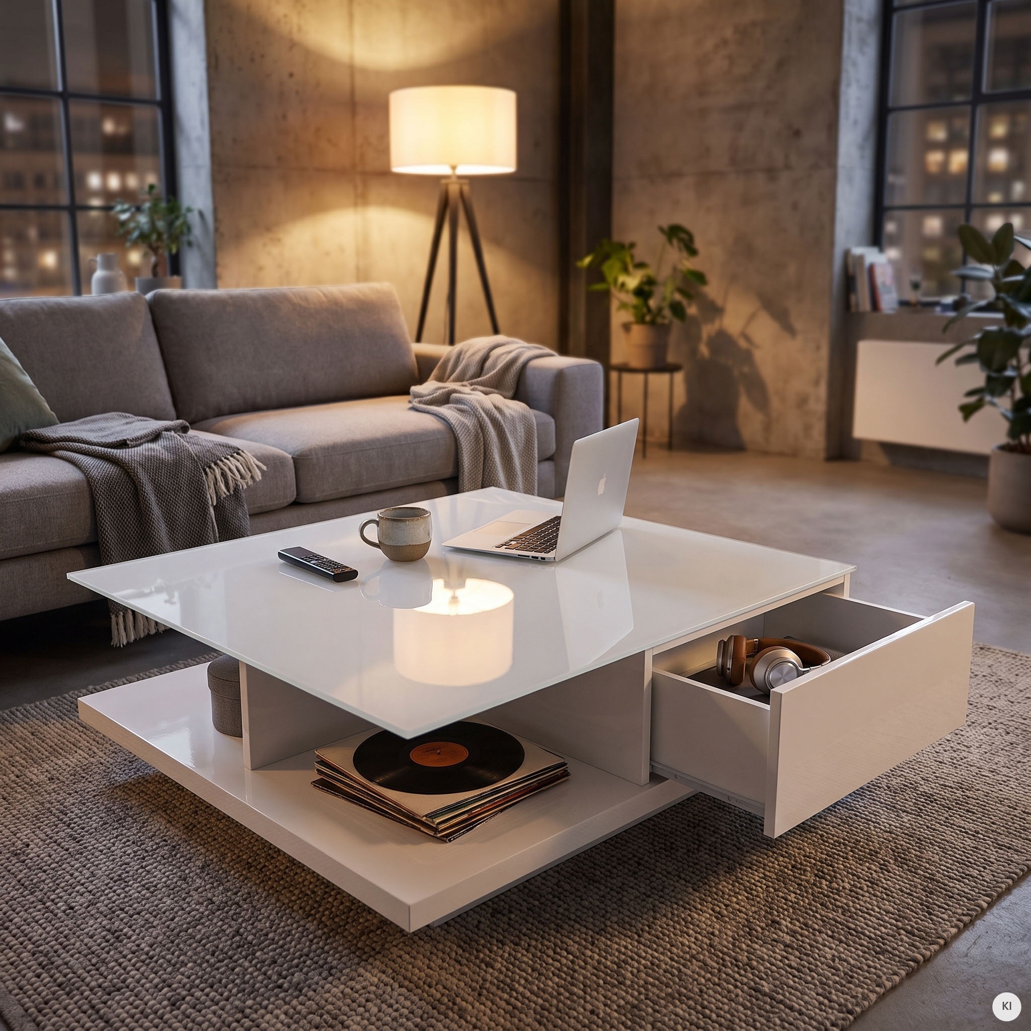 SalesFever Couchtisch "im minimalistischen Stil" Kristallklare Tischplatte aus gehärtetem Glas