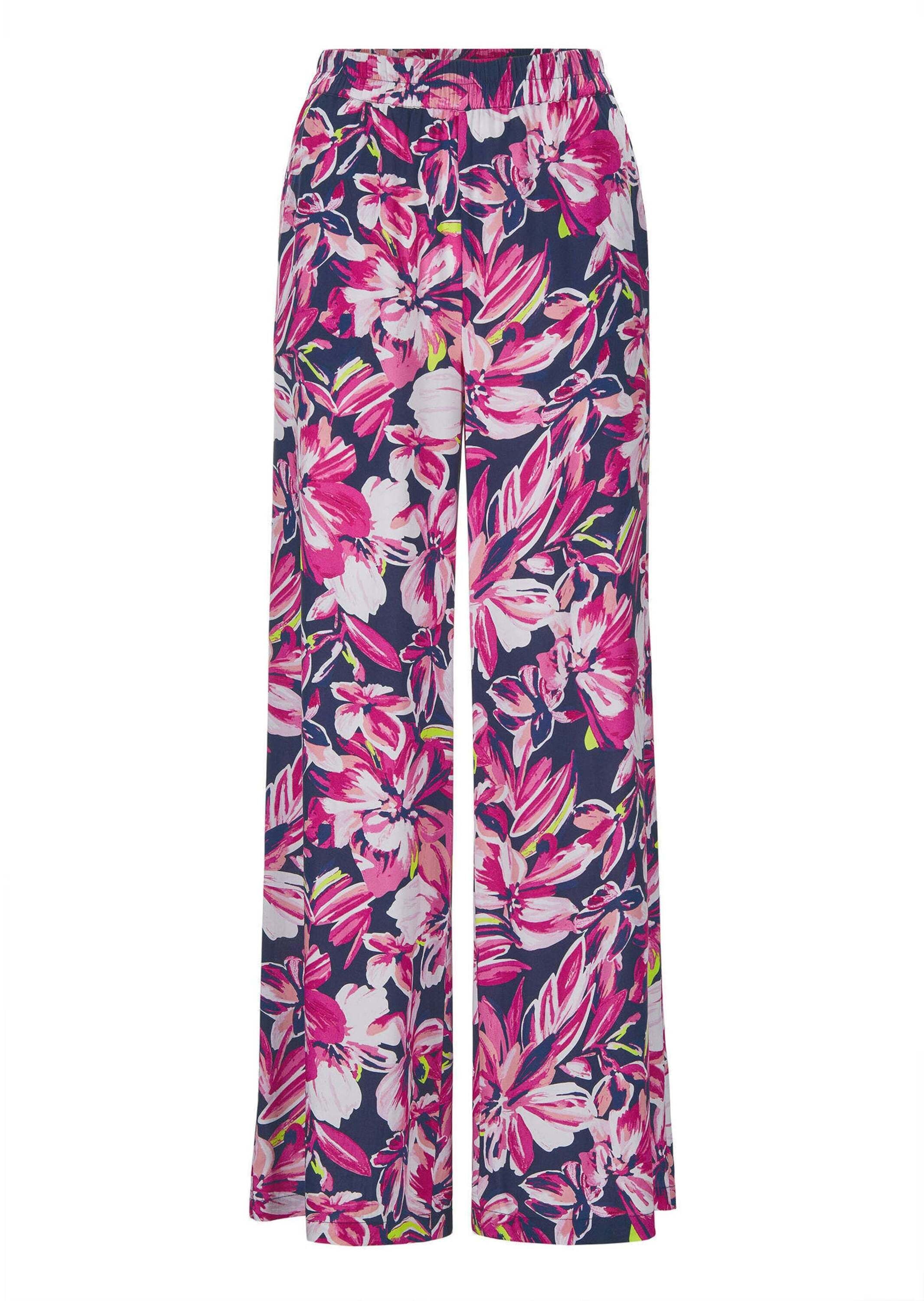 Goldner Schlupfhose "Elegante Hose Vera Mit Blütendruck" Eingriffstaschen An Der Seite