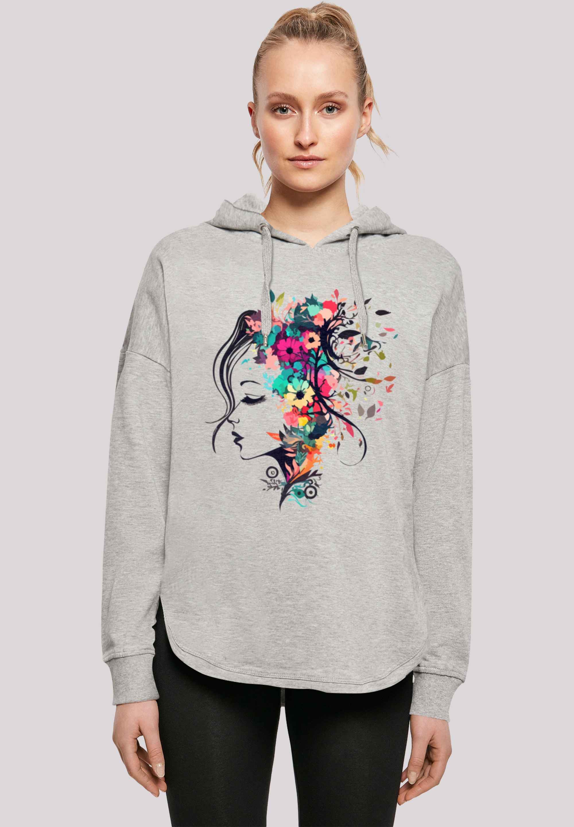 F4NT4STIC Kapuzenpullover "Silhouette Bunte Blumen", Print