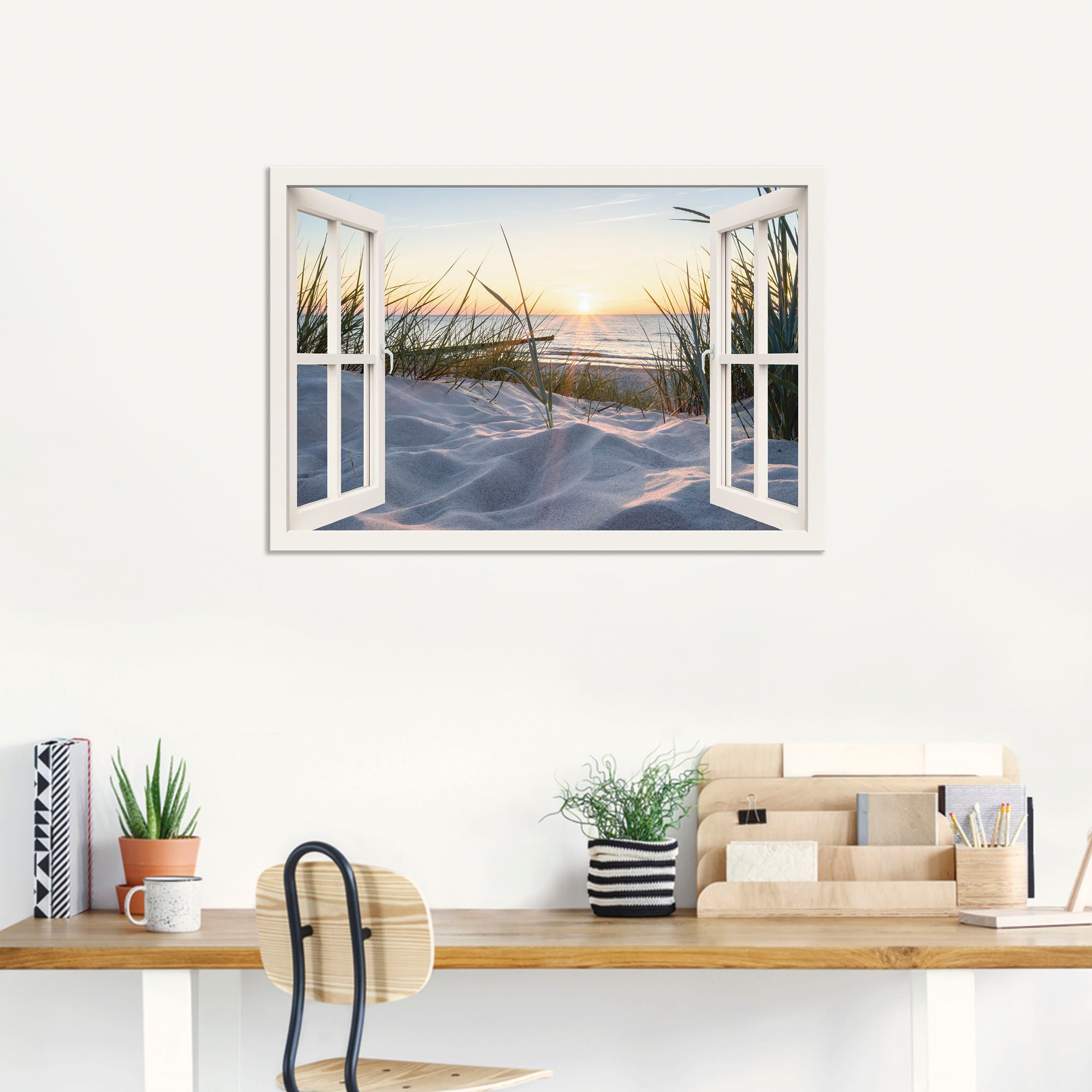 Artland Wandbild "Ostseestrand durchs Fenster" Meer Bilder 1 Stk. tlg. als günstig online kaufen