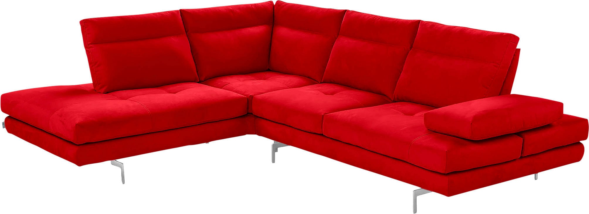 CALIA ITALIA Ecksofa "Toby Wing, B/T: 288/232 cm, Multifunktionssofa, Designsofa, L-Form" Sitztiefenverstellung und Armteilfunktion, Füße chrom glänzend