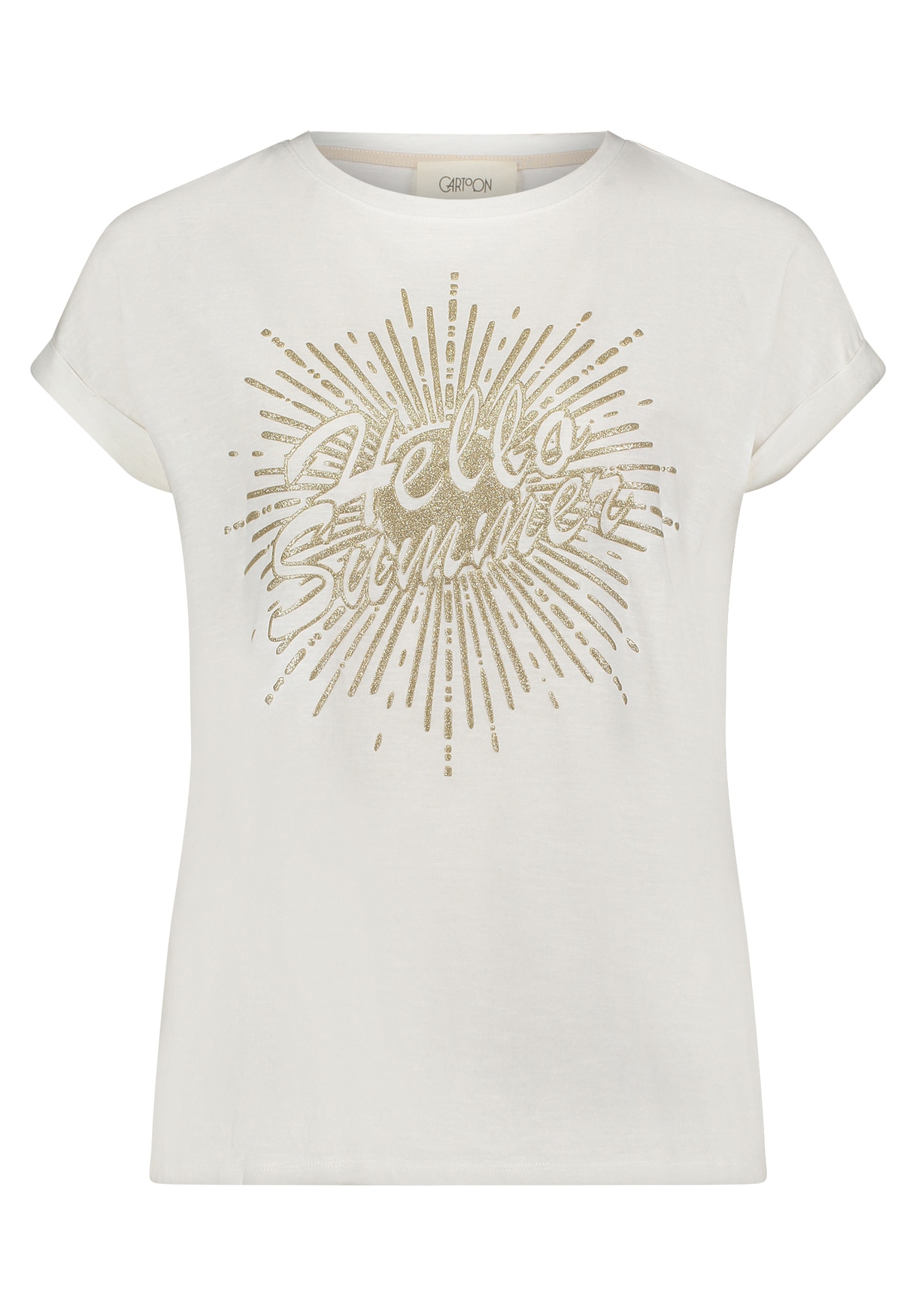 Cartoon Kurzarmshirt »Cartoon Printshirt mit Ärmelaufschlag«, (1 tlg.), Placement