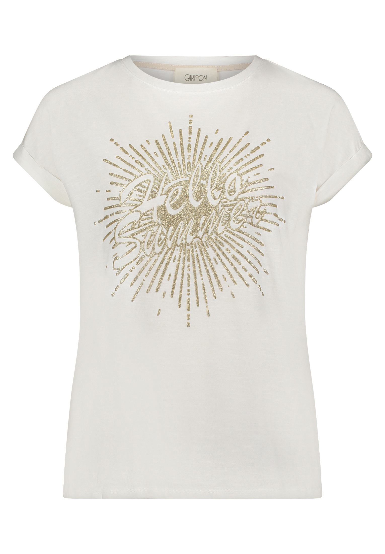 Cartoon Kurzarmshirt "Cartoon Damen Printshirt mit Ärmelaufschlag", (1 tlg. günstig online kaufen