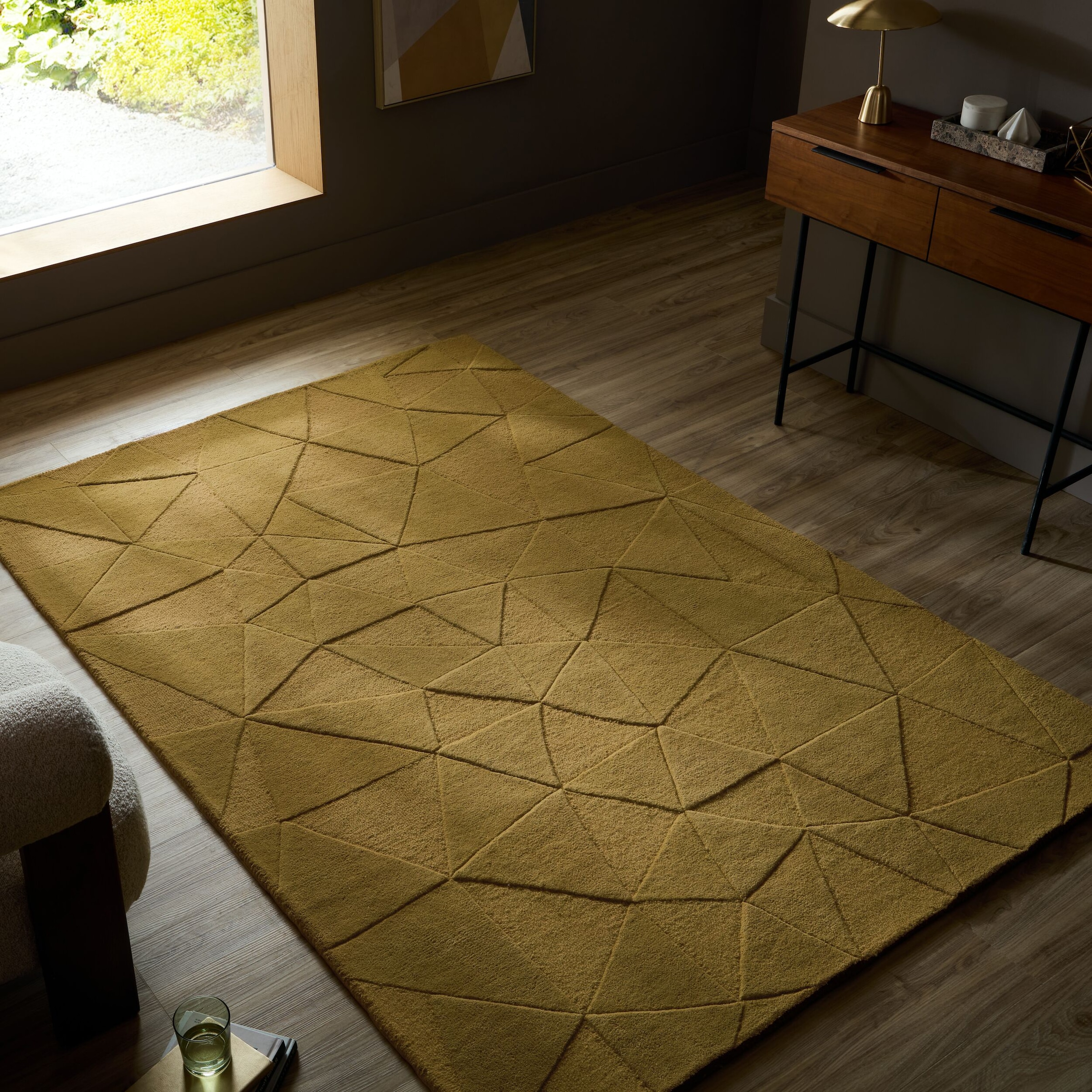 FLAIR RUGS Teppich "SHARD" rechteckig 10 mm Höhe Hoch-Tief Effekt, Handgearbeitet, 100 % Wollflor