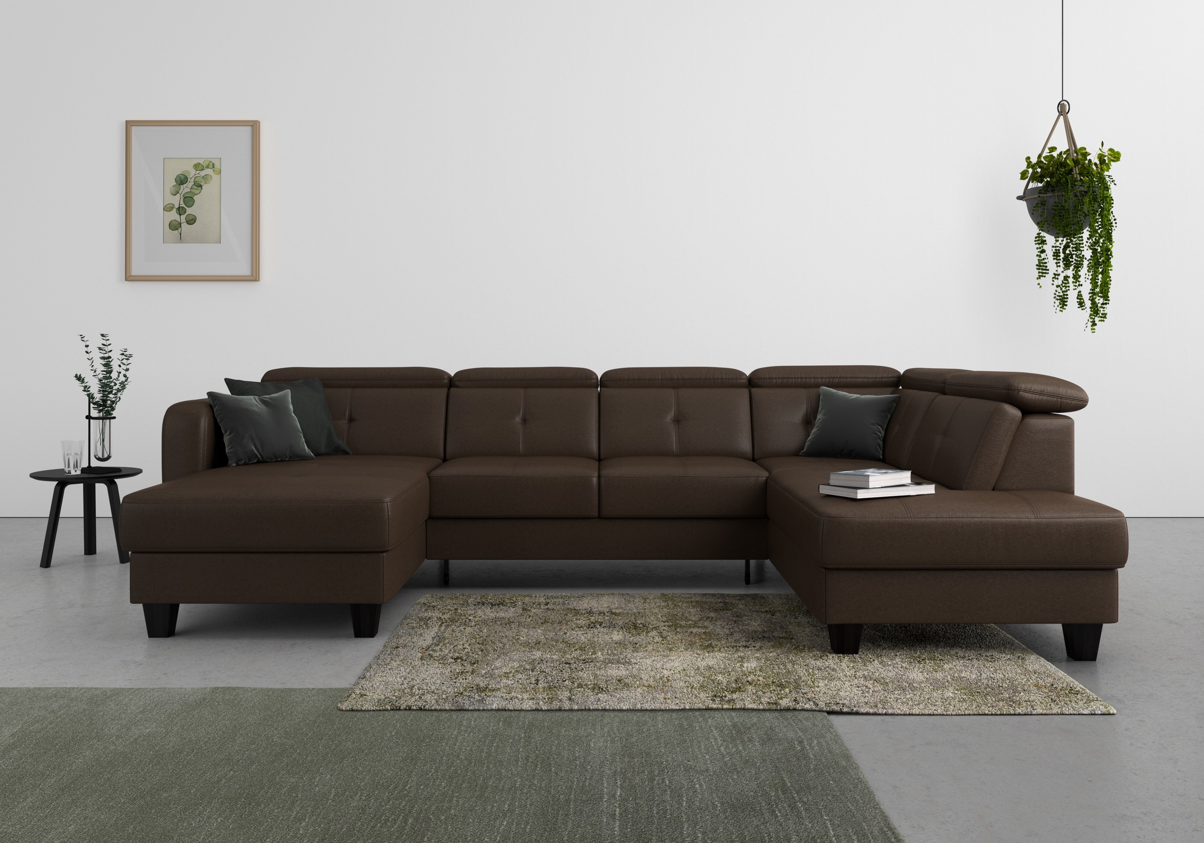 sit&more Wohnlandschaft "Belluci U-Form" Kopfteilverstellung und Federkern, wahlweise mit Schlaffunktion