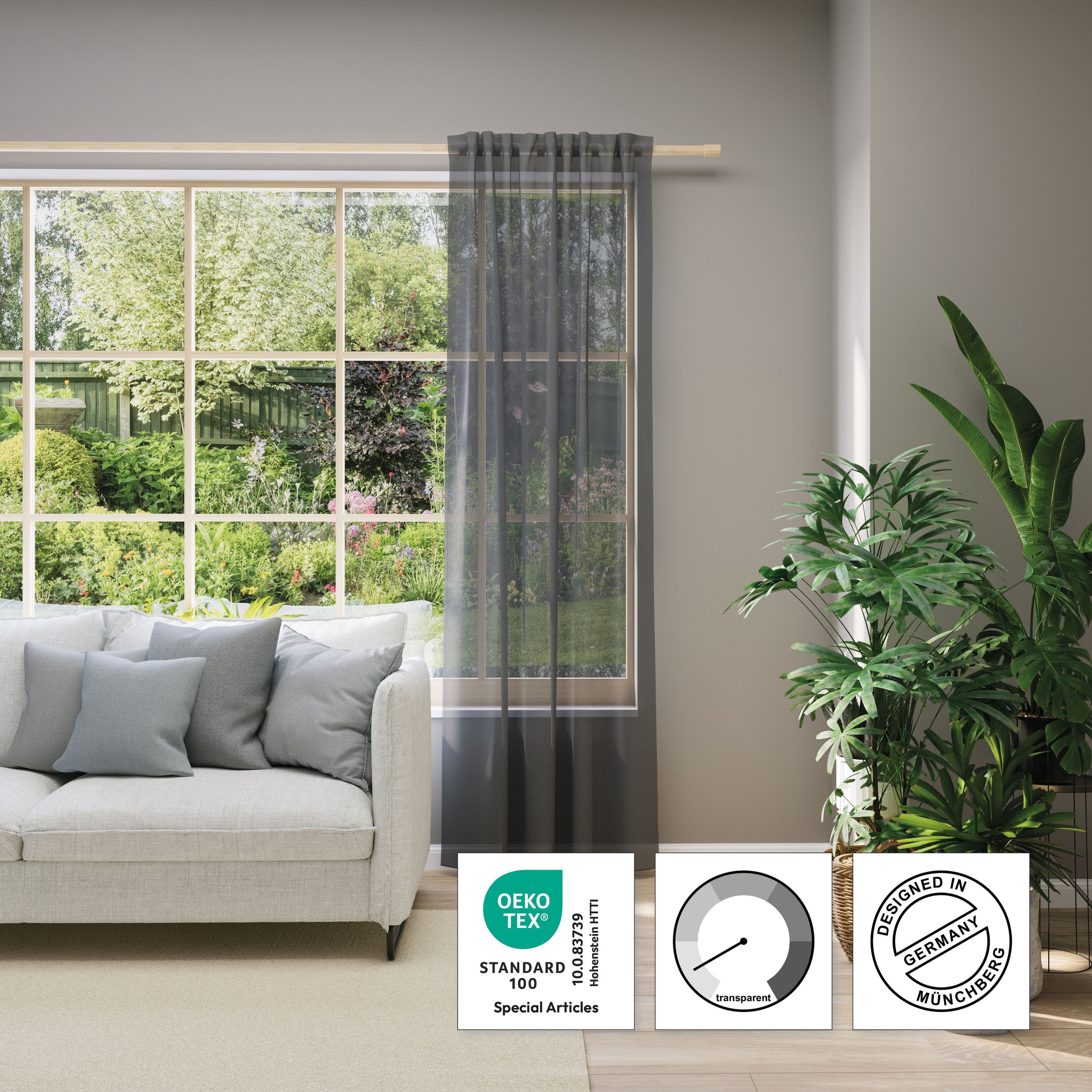Neutex for you! Vorhang nach Maß »EVA«, (1 St.), Uni-Voile mit elegantem Glanz