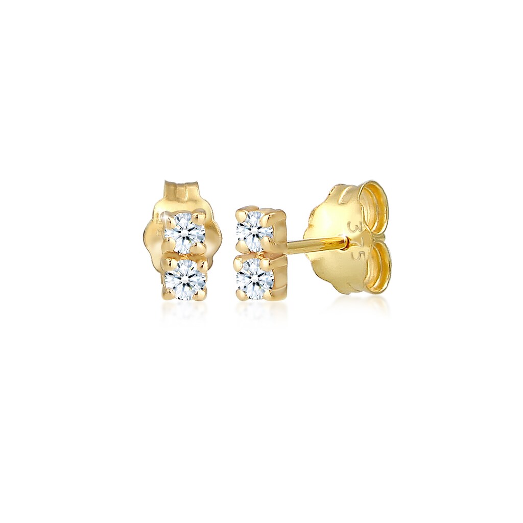 Elli DIAMONDS Paar Ohrstecker »Ohrstecker Duo Diamant (0.12 ct.) 375 Gelbgold«