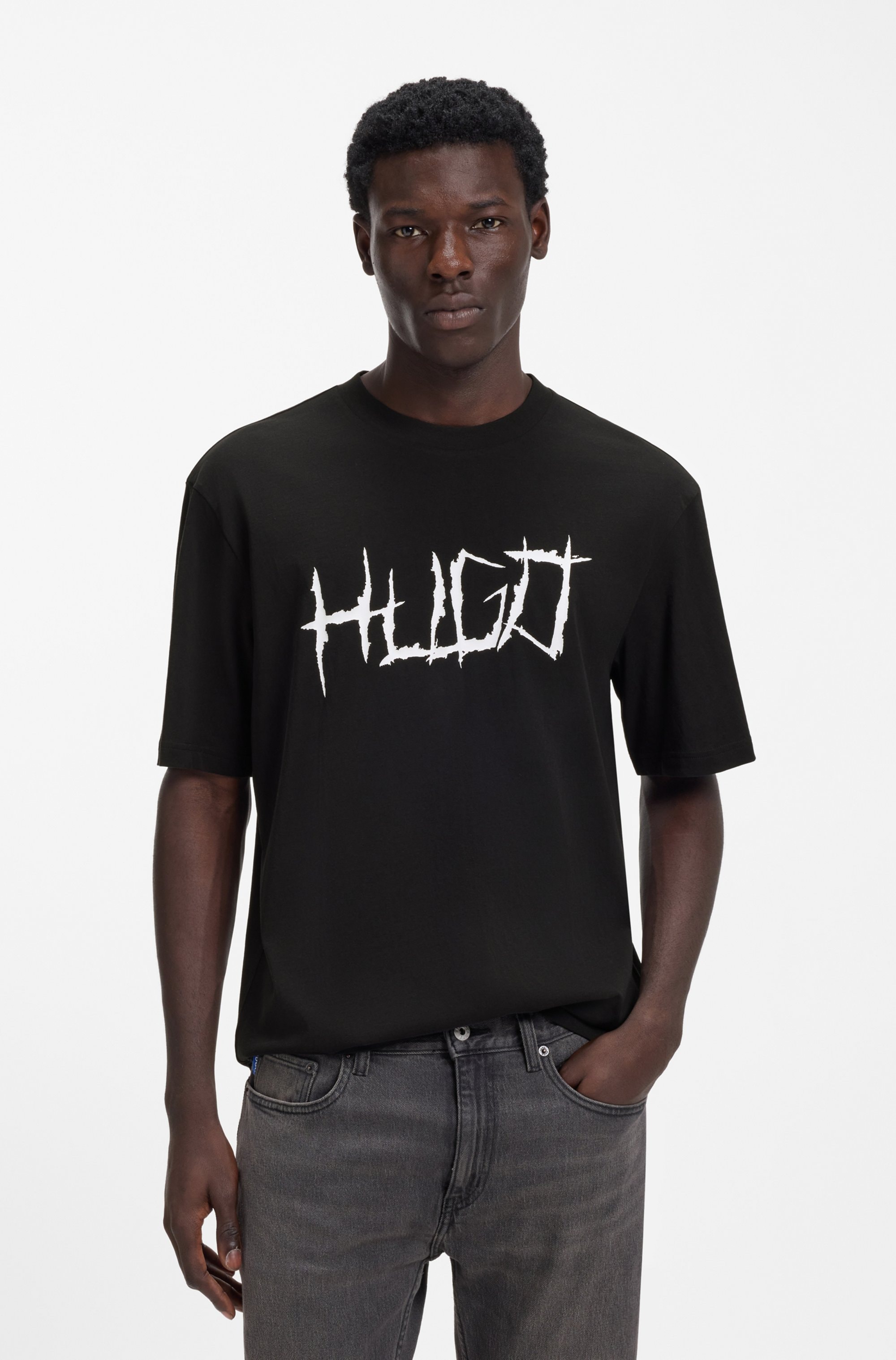 HUGO Blue T-Shirt Rundhalsausschnitt, Regular Fit, Logodruck günstig online kaufen