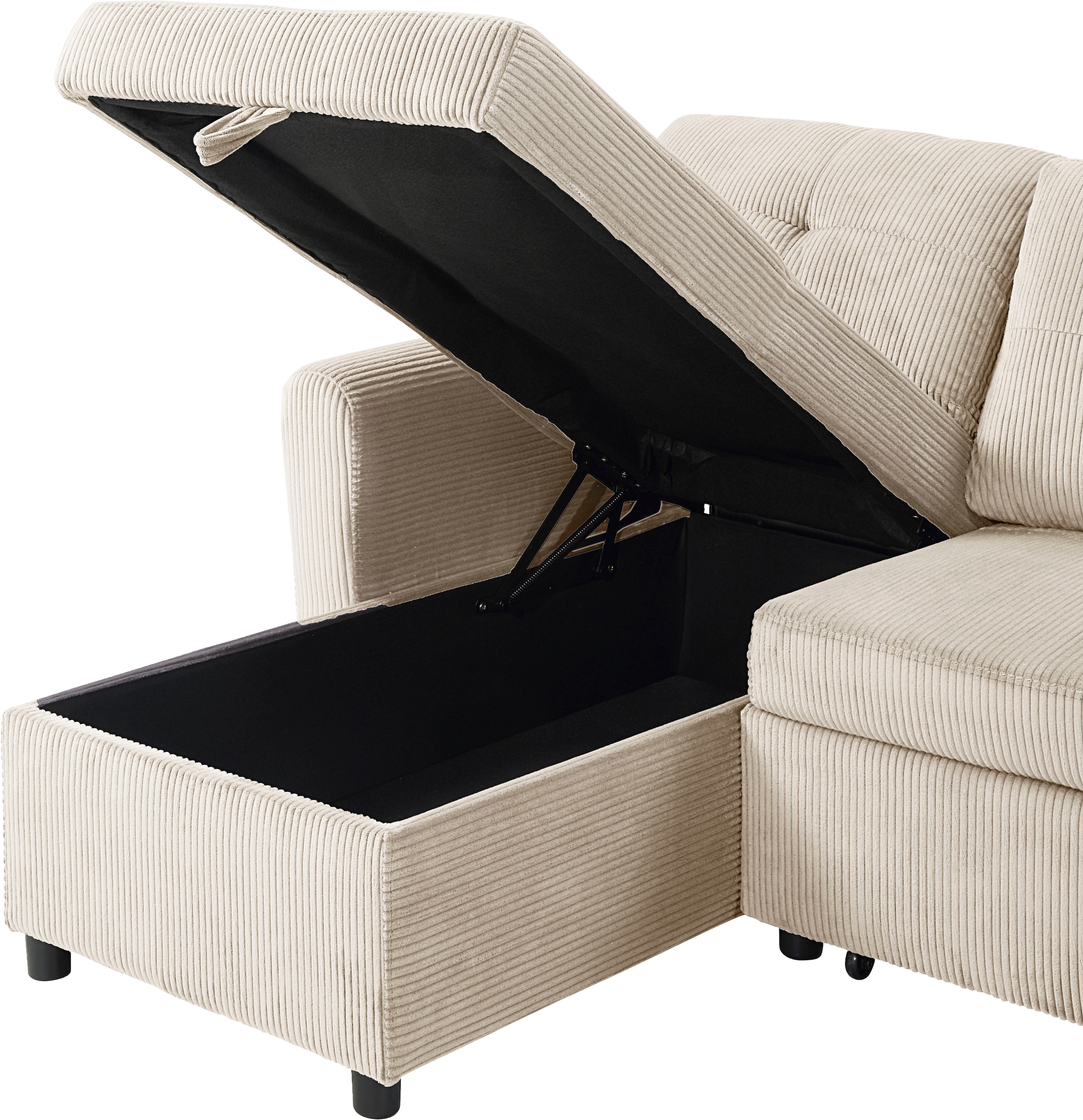 ATLANTIC home collection Schlafsofa »Gustavo L-Form«, mit Schlaffunktion, Stauraum & seitlichen Taschen