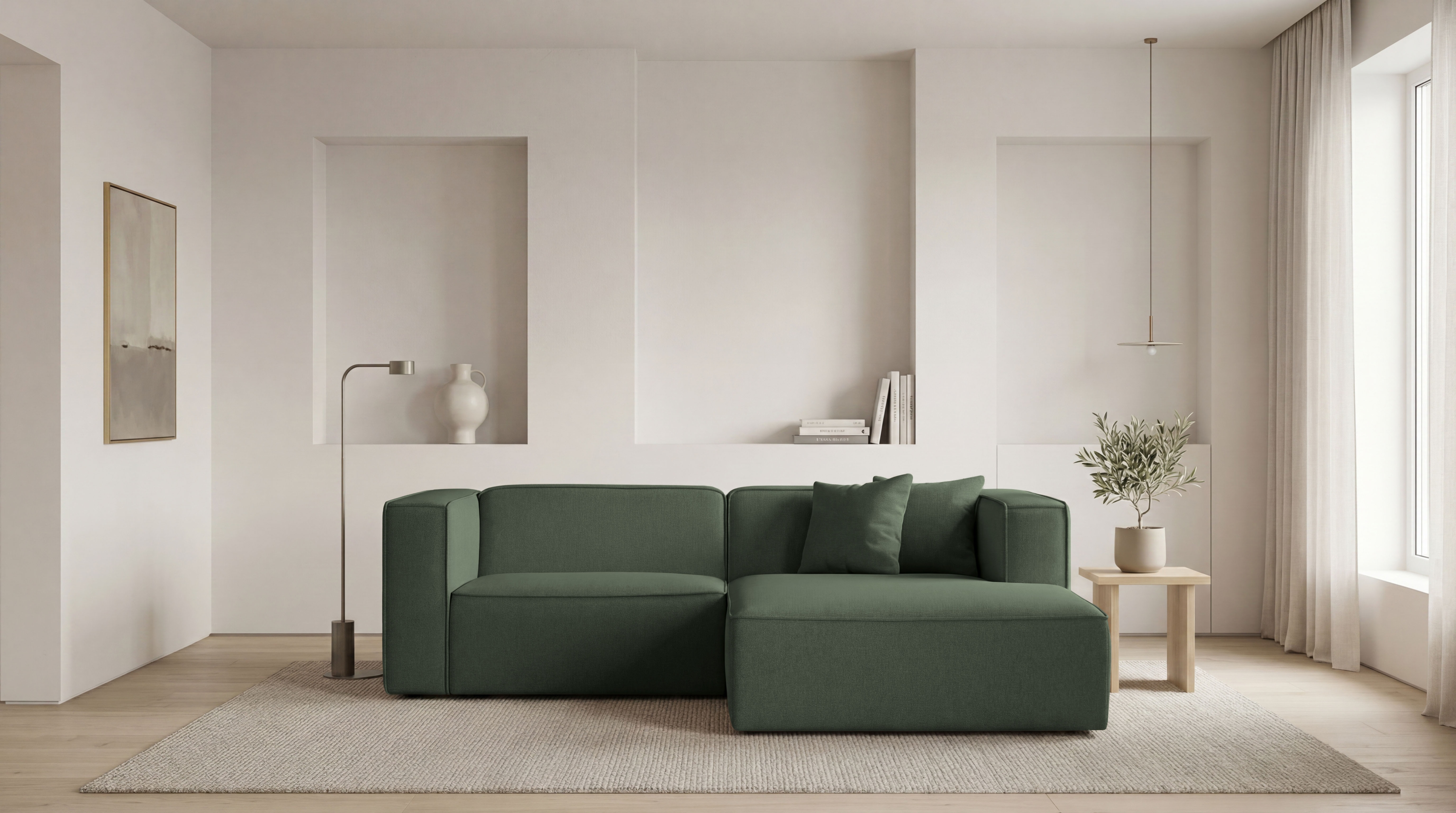 OTTO home Ecksofa "Tammie" Breite 222 cm, Webstoff fein, bodentief, mit Wellenunterfederung