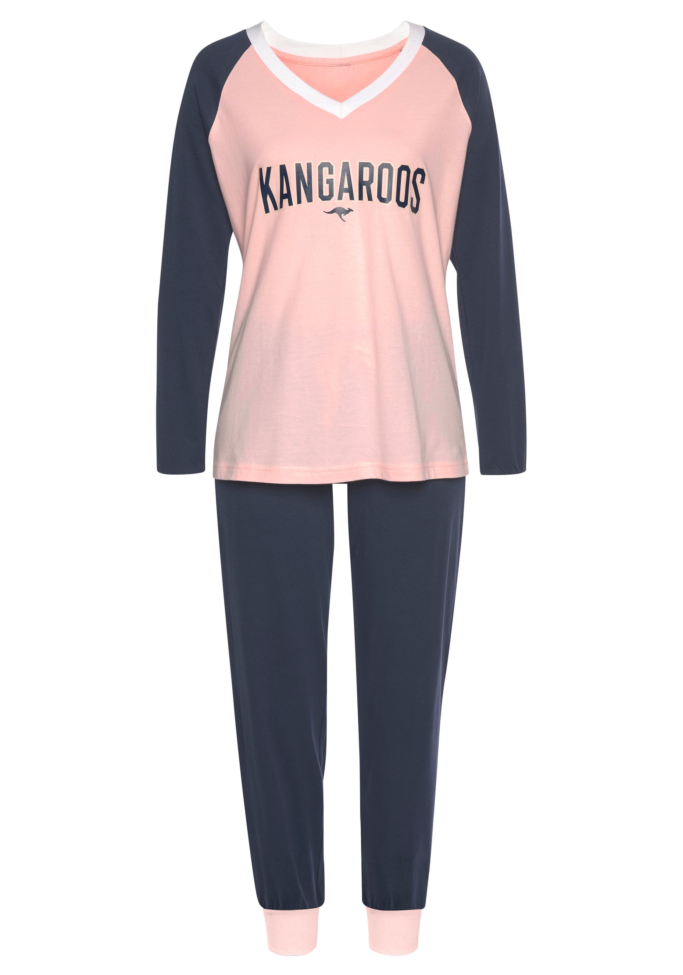 KangaROOS Pyjama, (2 tlg.), mit kontrastfarbenen Raglanärmeln günstig online kaufen