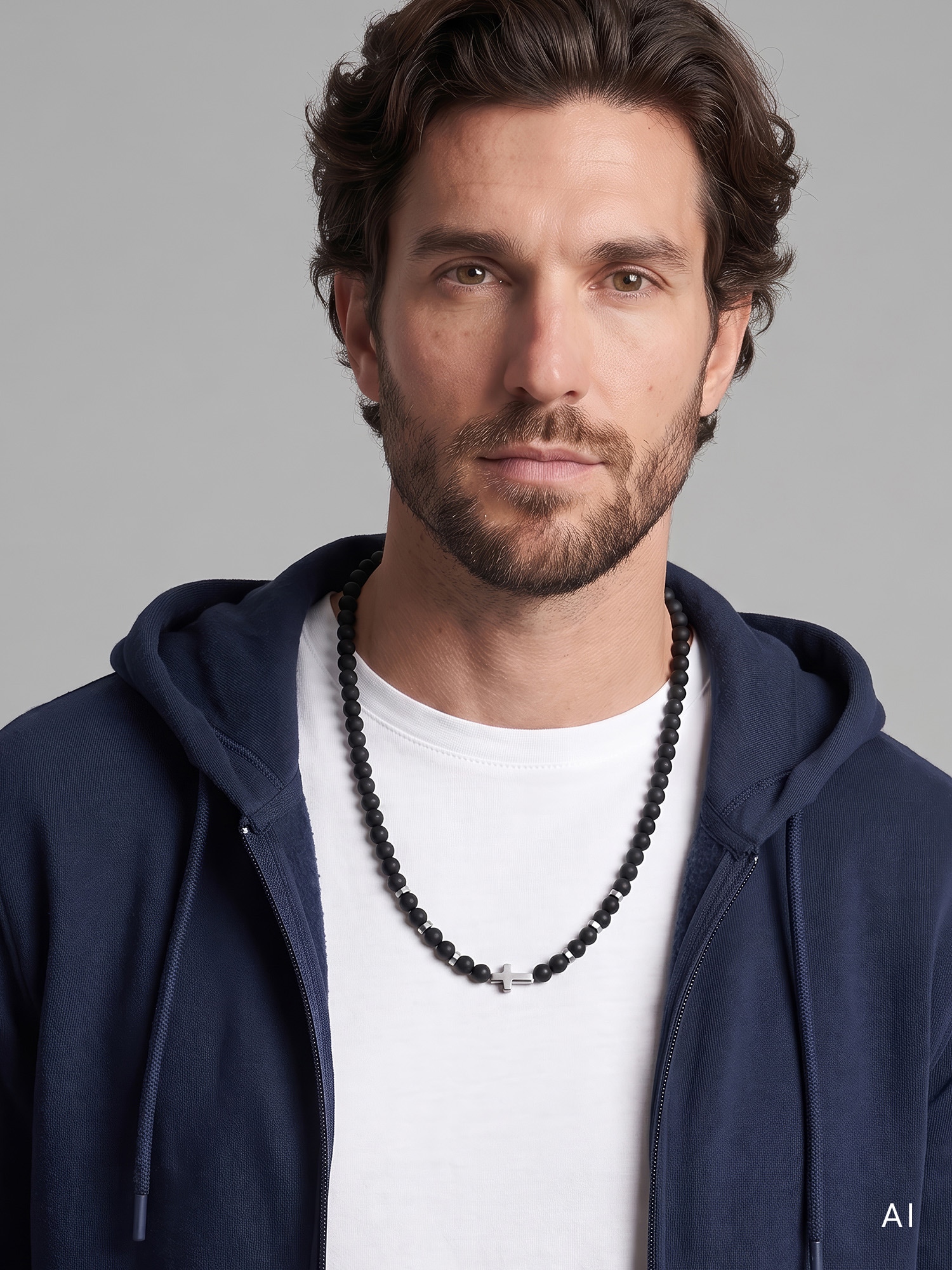 s.Oliver Kette mit Anhänger »Schmuck Geschenk Edelstahl Halskette Beads, Kreuz« mit Onyx oder Tigerauge