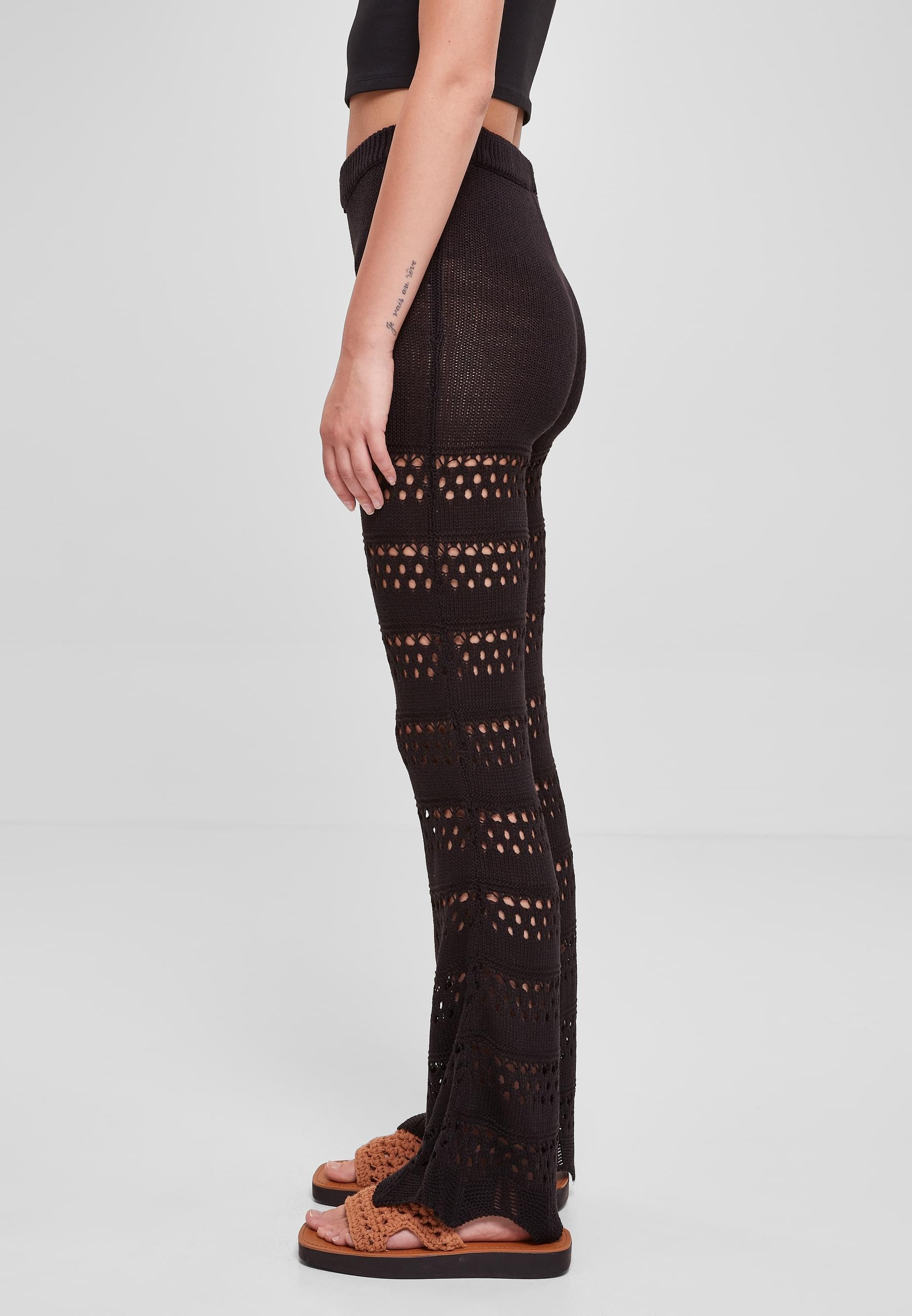 URBAN CLASSICS Leggings »Urban Classics Damen Ladies Flared Crochet Knit Leggings«, (1 tlg.)