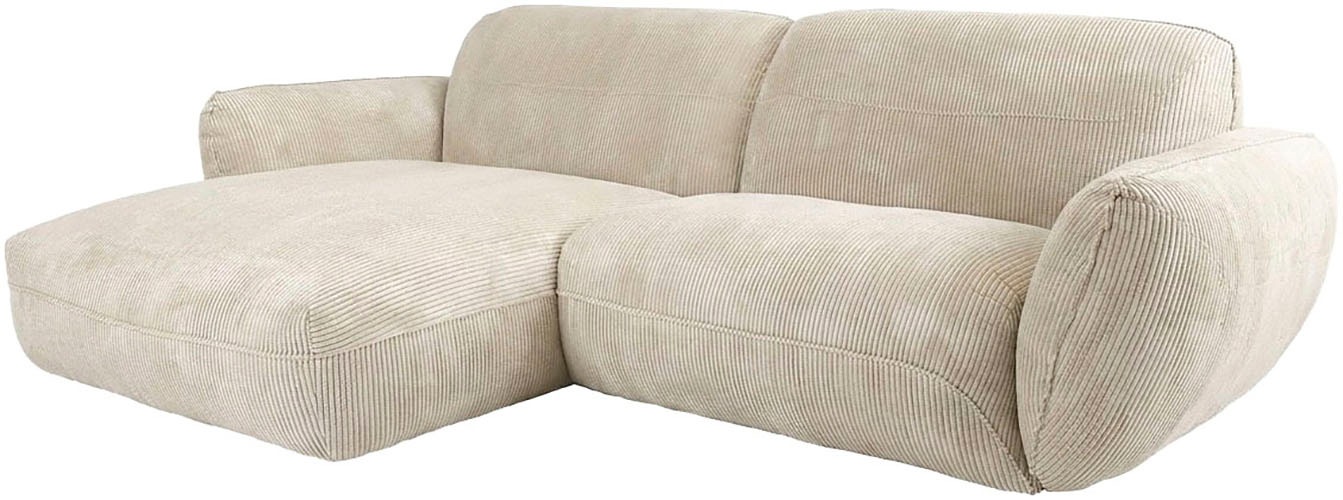 TRENDMANUFAKTUR Ecksofa »Be Chilled, modernes Lounge-Design mit stilvoller Kedernaht« mit softem Sitzkomfort, in hochwertigem Cord mit weicher Haptik
