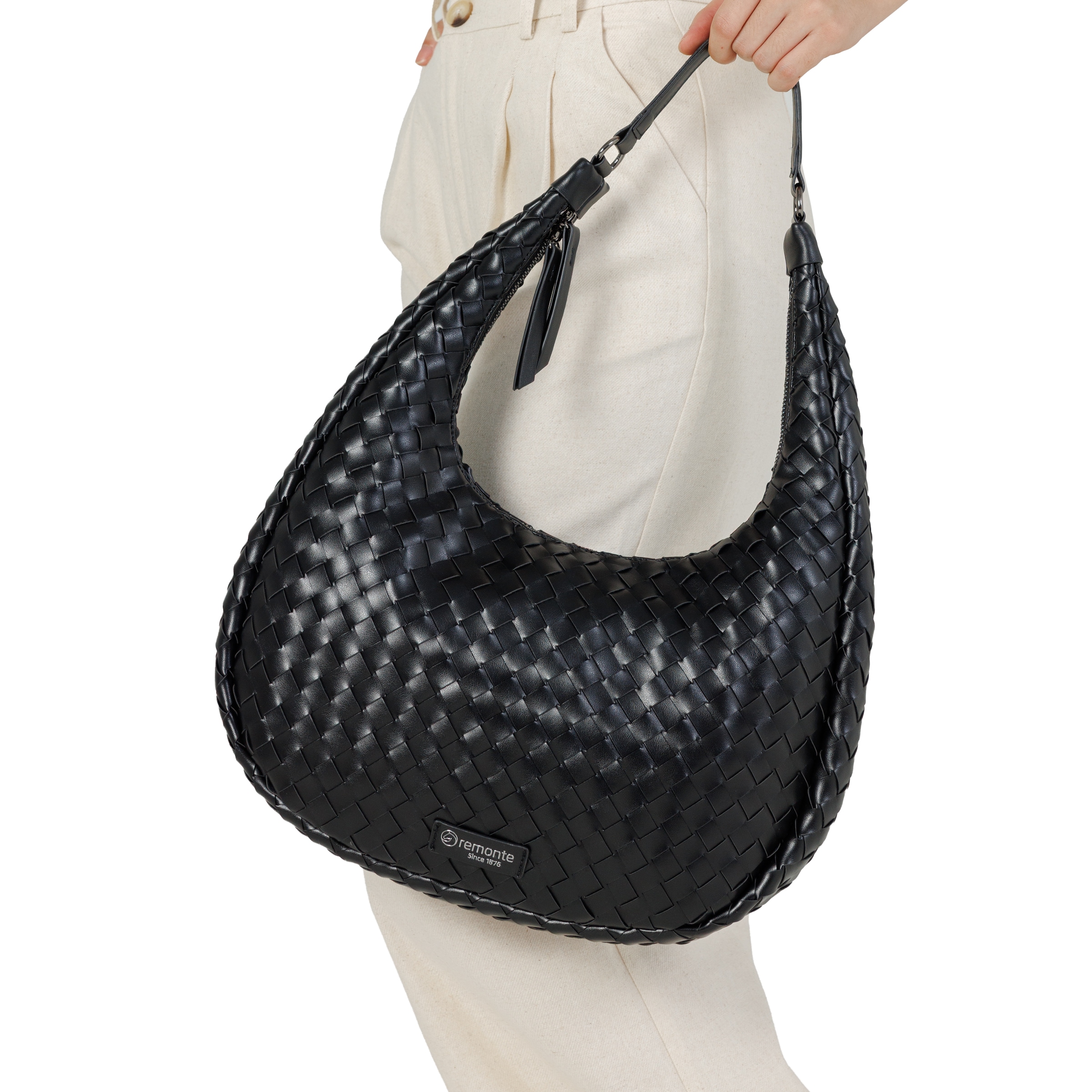 Remonte Hobo Beuteltasche, Handtasche in Flecht-Optik, mit kurzem Umhängeriemen