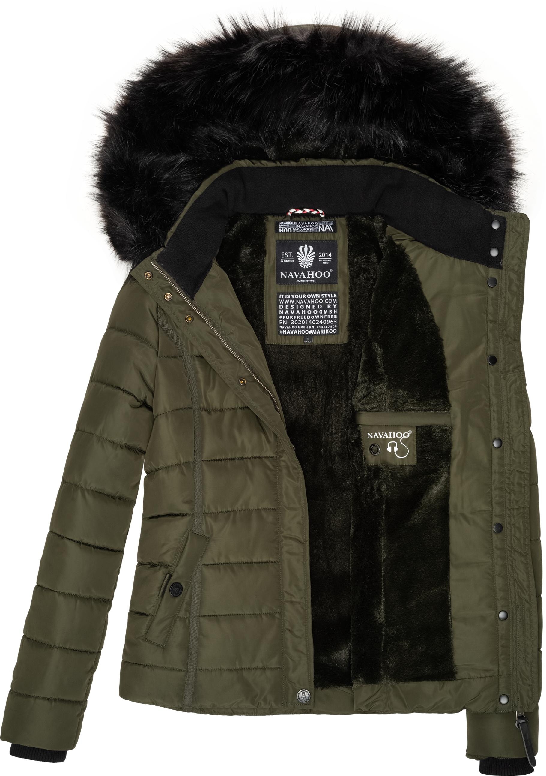Navahoo Steppjacke »Miamor«, mit Kapuze, hochwertige Winterjacke m. voluminöser Kunstpelz-Kapuze