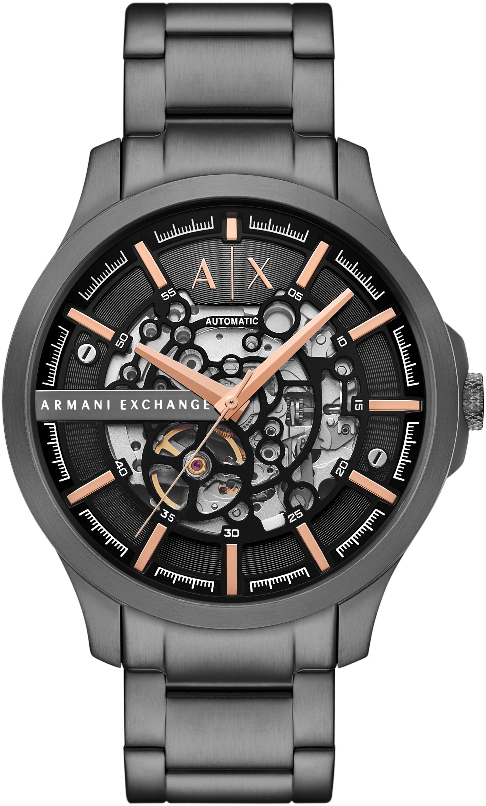 ARMANI EXCHANGE Automatikuhr, Armbanduhr, Herrenuhr, Mechanische Uhr, Edelstahlarmband, analog