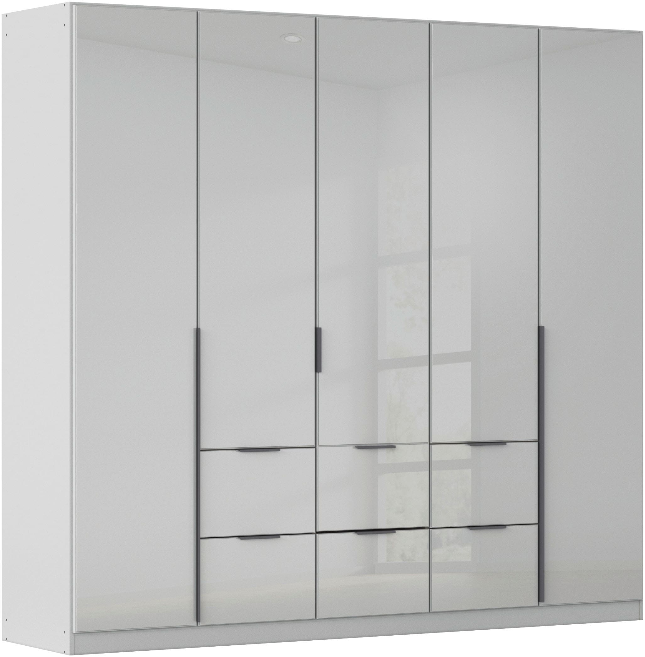 OTTO home Drehtürenschrank "Kleiderschrank Kleiderschränke Schrank Garderobe AGORDO mit Glasfront" in zwei Griff-Farben, Breiten 91-360 cm, mit Außenschubkästen, in 7 Breiten und 2 Höhen MADE IN GERMANY