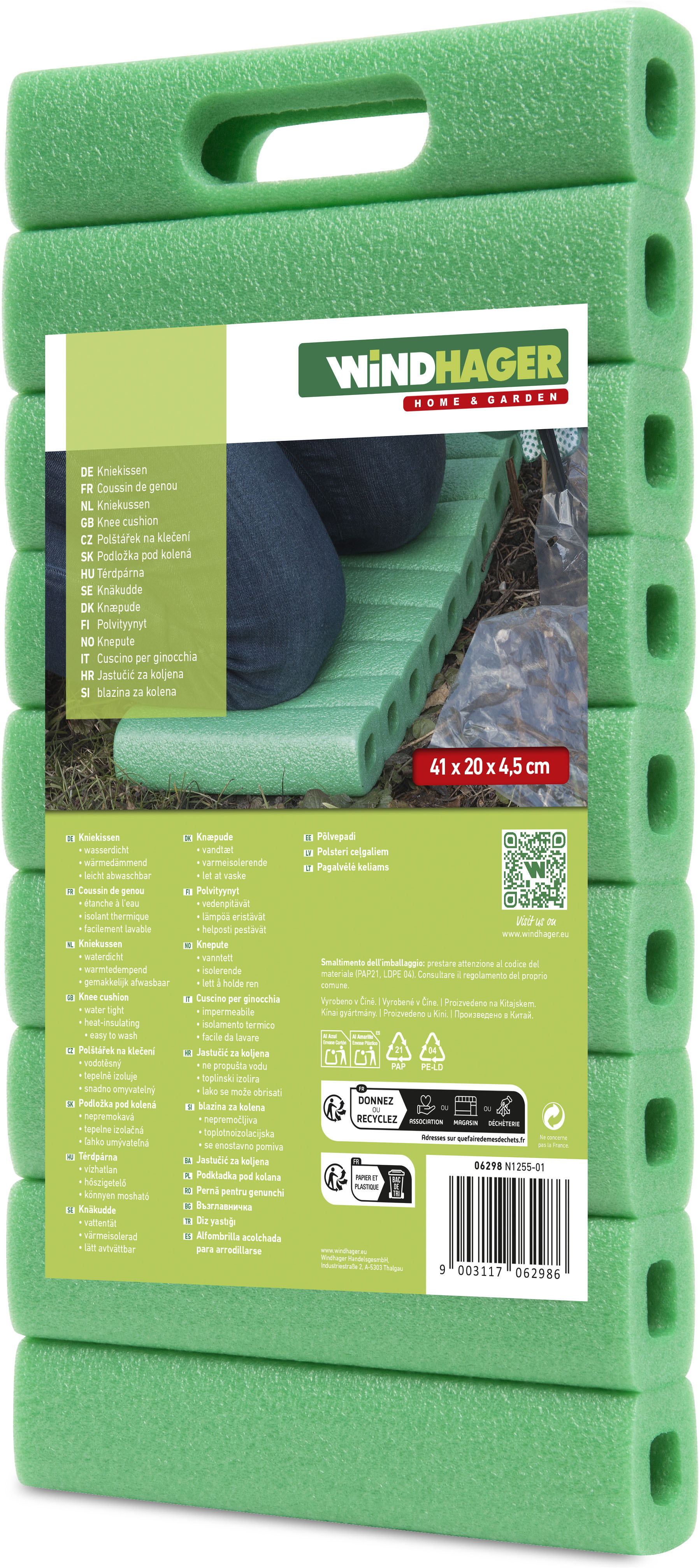 Windhager "für Gartenarbeit im Haus auch als Sitzpolster geeignet" wasserdicht und wärmedämmend, grün, 41x20x4,5 cm