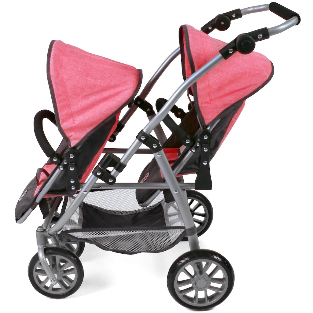 CHIC2000 Puppen-Zwillingsbuggy »Tandem-Puppen-Buggy Vario, Anthrazit-Pink«