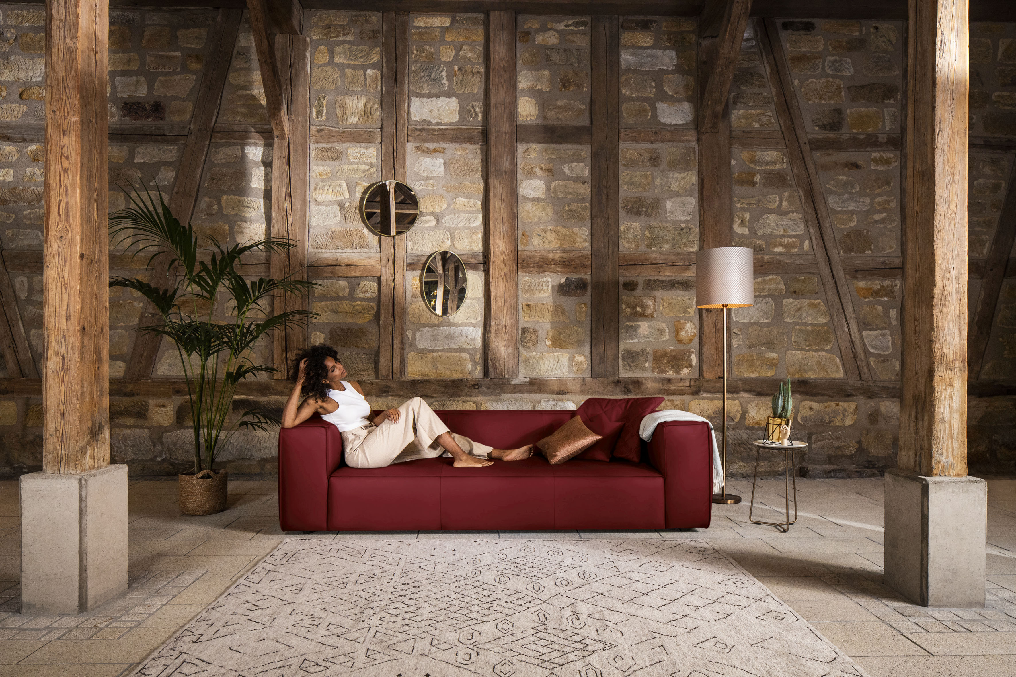 W.SCHILLIG 3-Sitzer "around-the-block Mega Sofa mit tollem Sitzkomfort, Breite 260cm" mit eleganter Biese, mit Federkern