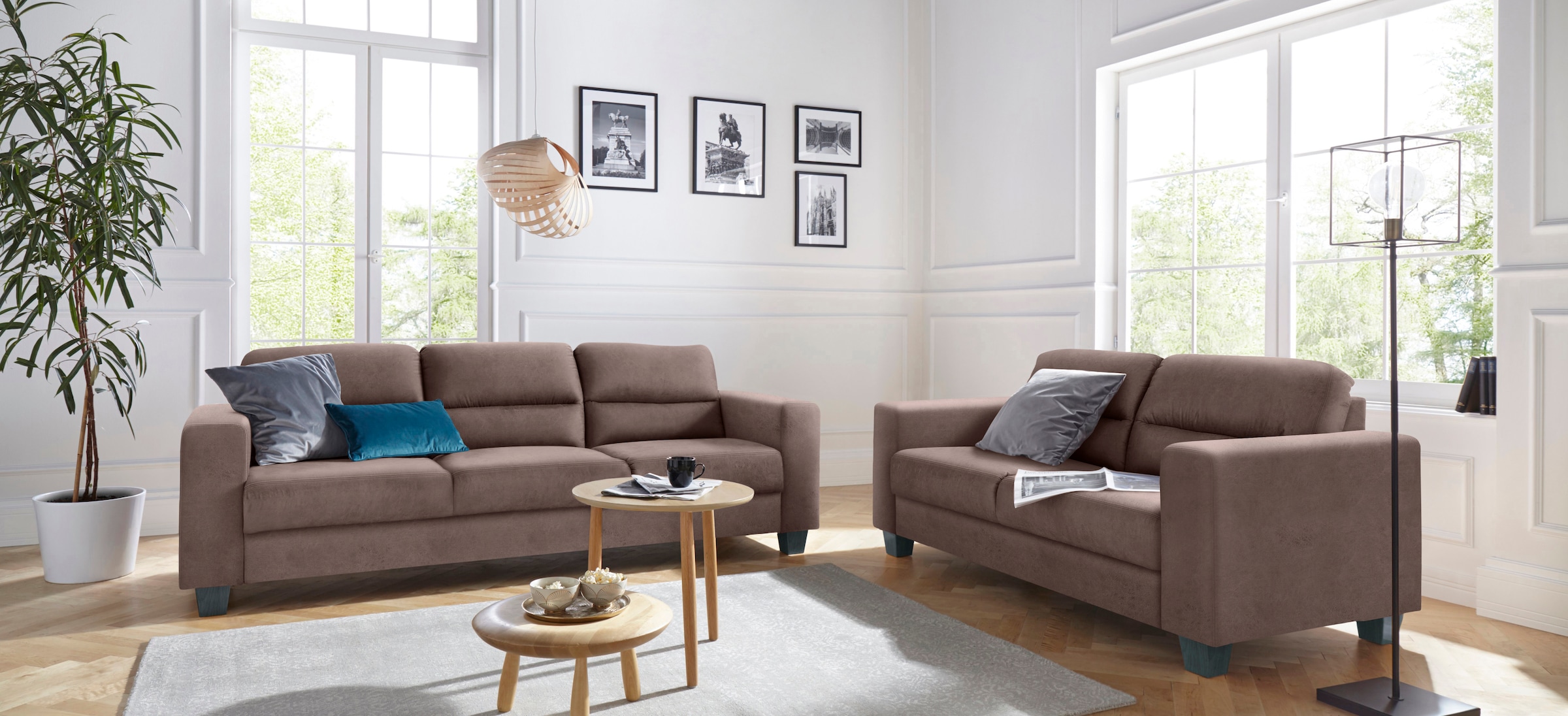 TRENDMANUFAKTUR 2,5-Sitzer »Chamber mit hohem Sitzkomfort«, in zeitloser Optik, Kopfstützen optional bestellbar