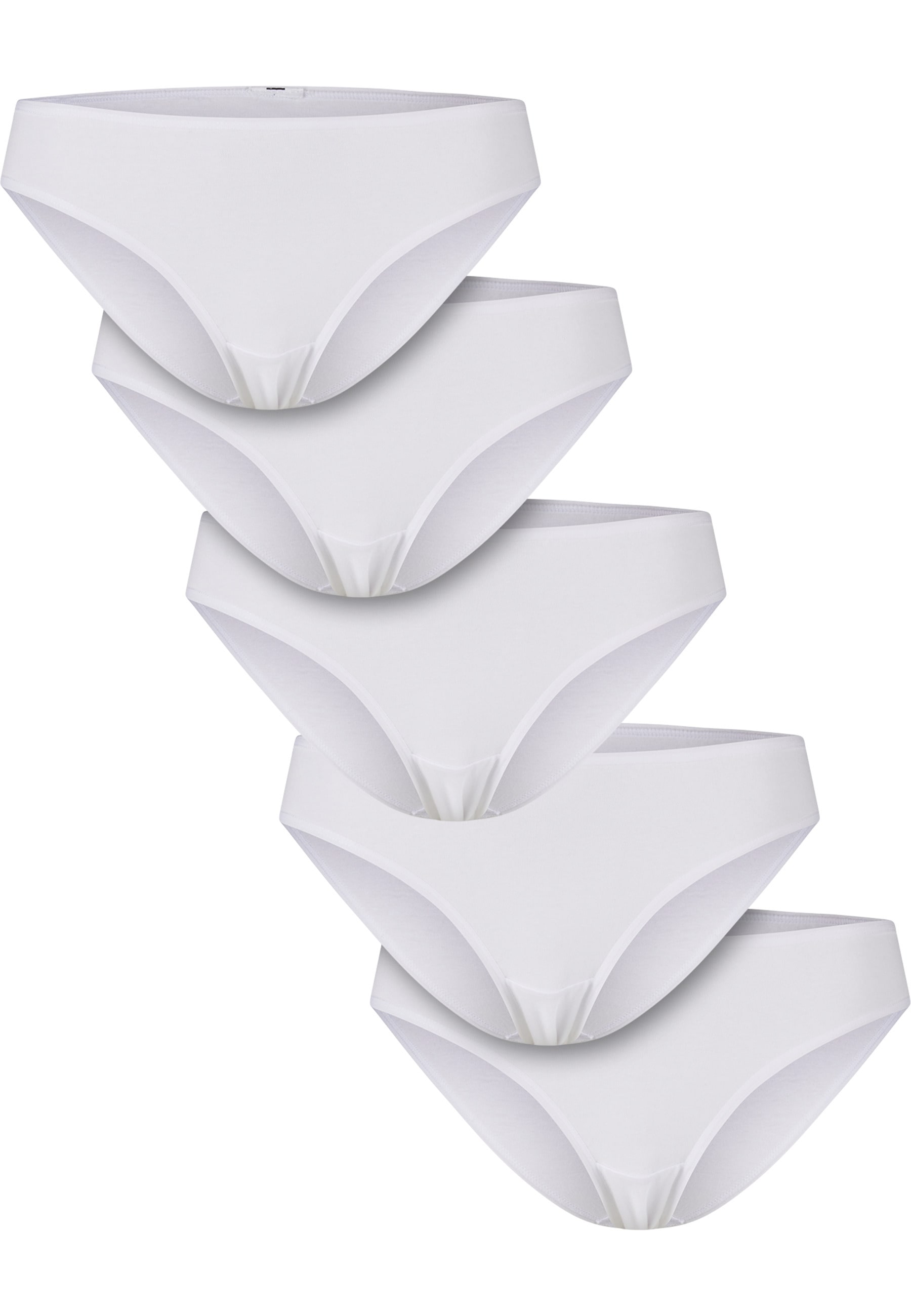 URBAN CLASSICS Damen Panty "Urban Classics Ladies Basic Cotton Slip 5-Pack", Gr. Lweiß, weiß, weiß, weiß, weiß, 95% Baumwolle, 5% Elasthan,