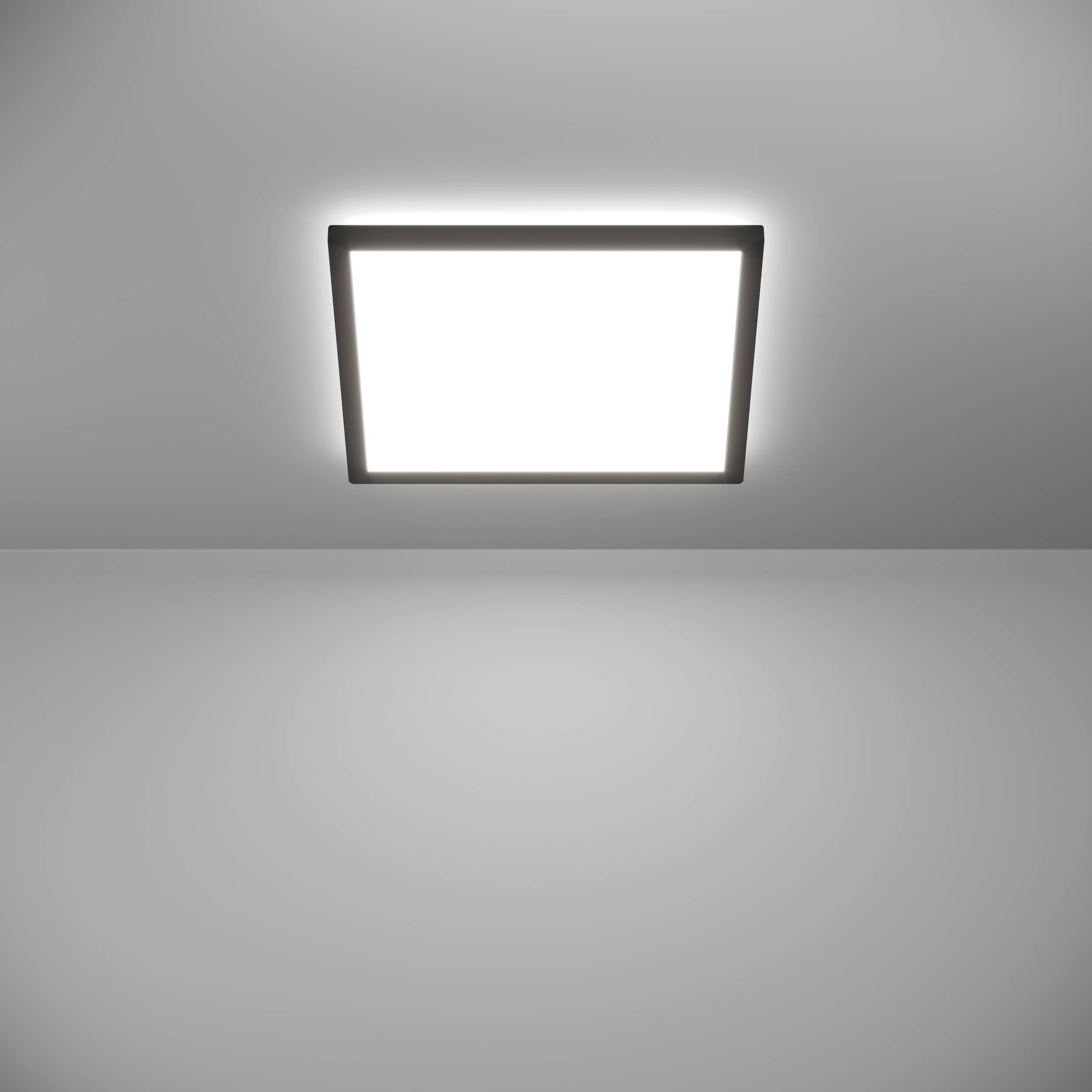 EGLO Deckenleuchte »Rovito-R Deckenlampe, Deckenbeleuchtung, Badlampe, Kunststoff, IP44« LED-Modul 1 Stk. Kaltweiß | Neutralweiß | Warmweiß Wand-/Deckenleuchte - L39 x B39 x H3 cm - schwarz - 17,6W inkl.