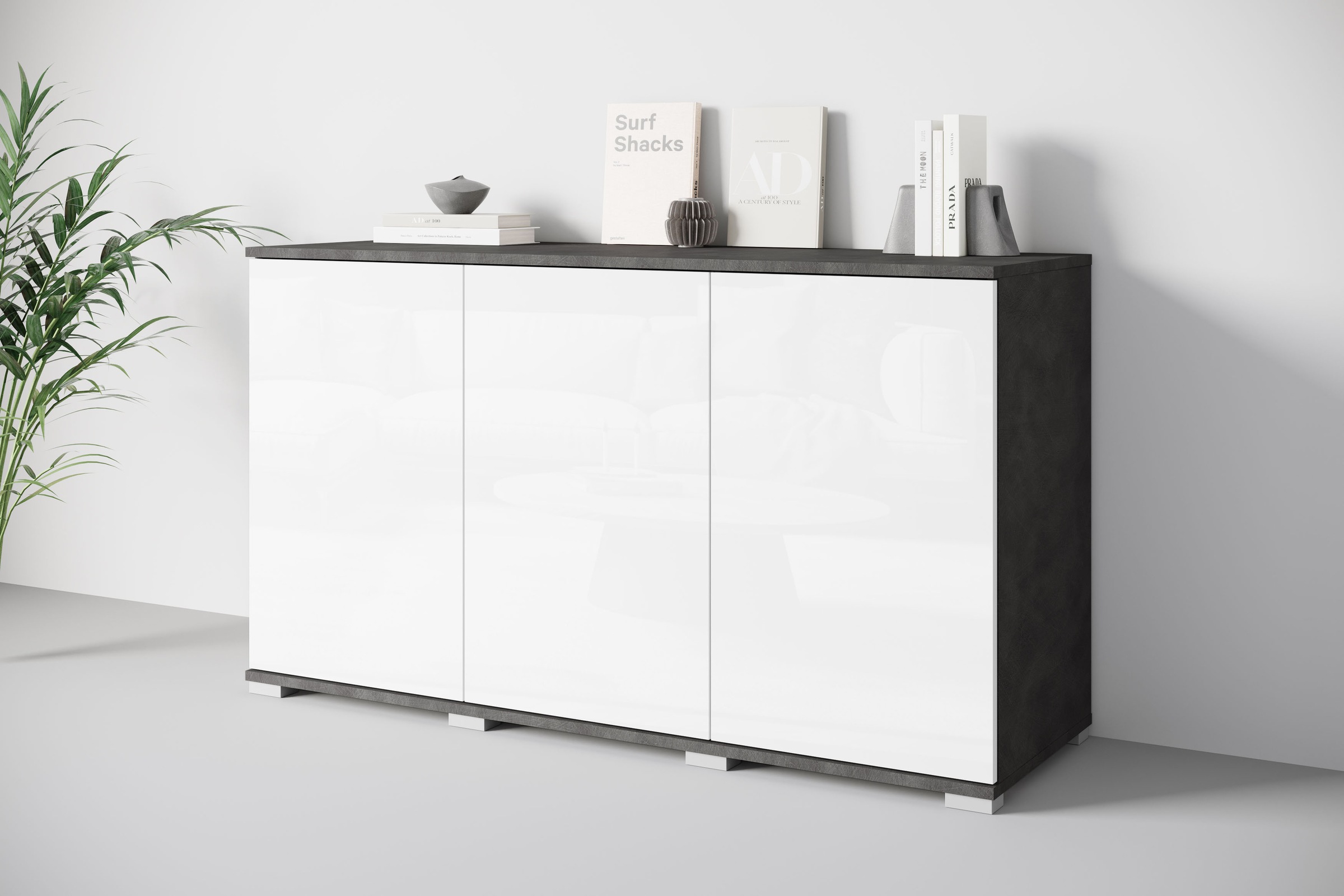 INOSIGN Sideboard »Kenia, moderne grifflose Kommode mit 3 Türen, Breite 120 cm«, (1 St.), Push-to-Open-Fronten, höhenverstellbaren Einlegeböden