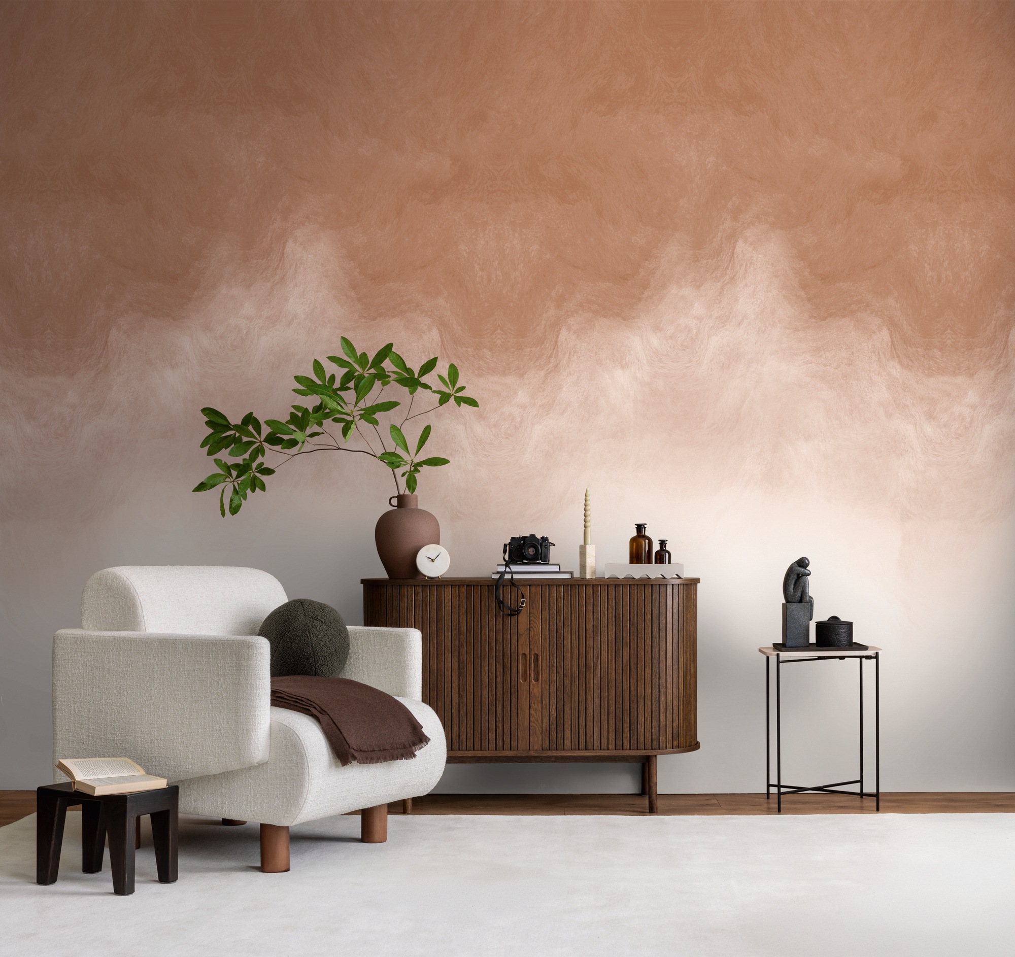 living walls Vliestapete "Vibes & Styles Caldera – Soft Gradient Fototapete" Kunst leicht strukturiert Sanfter Farbverlauf im Aquarellstil mit weicher, moderner Ausstrahlung