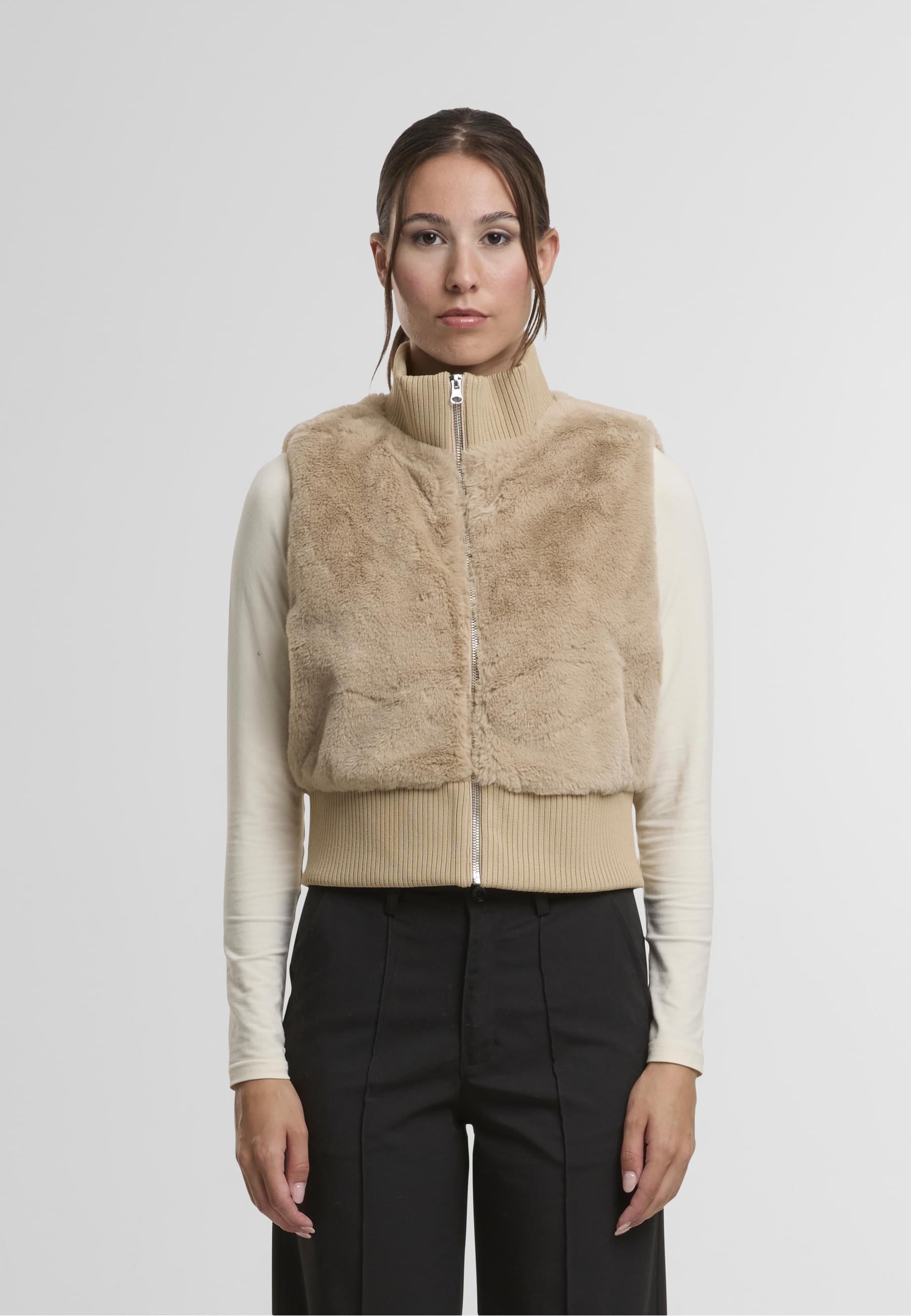 URBAN CLASSICS Steppweste »Urban Classics Ladies Cropped Faux Fur Vest«