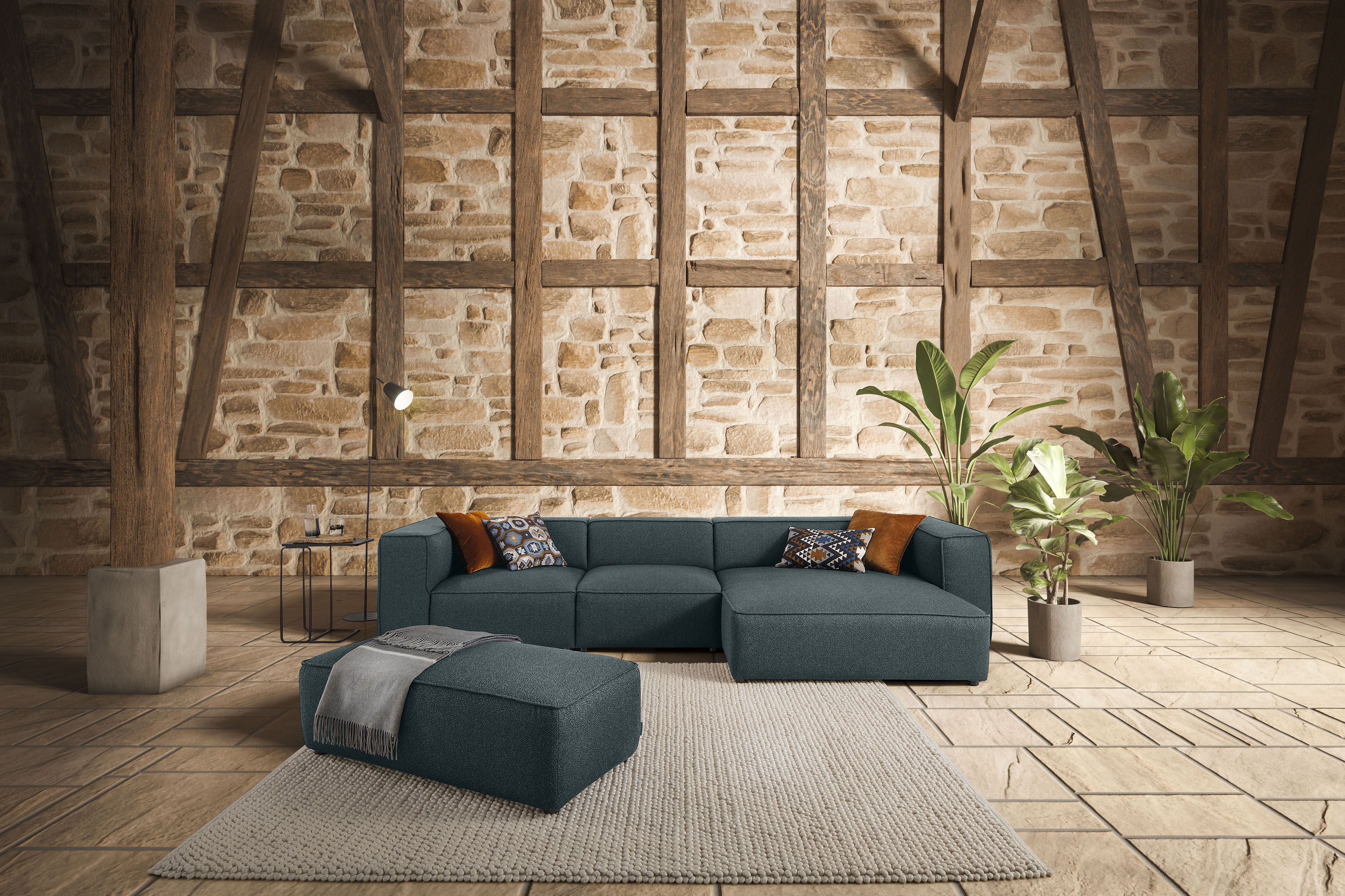 W.SCHILLIG Ecksofa "around-the-block Mega Sofa, viel Platz und hoher Sitzkomfort, L-Form" mit eleganter Biese, mit Federkern, Breite 341 cm