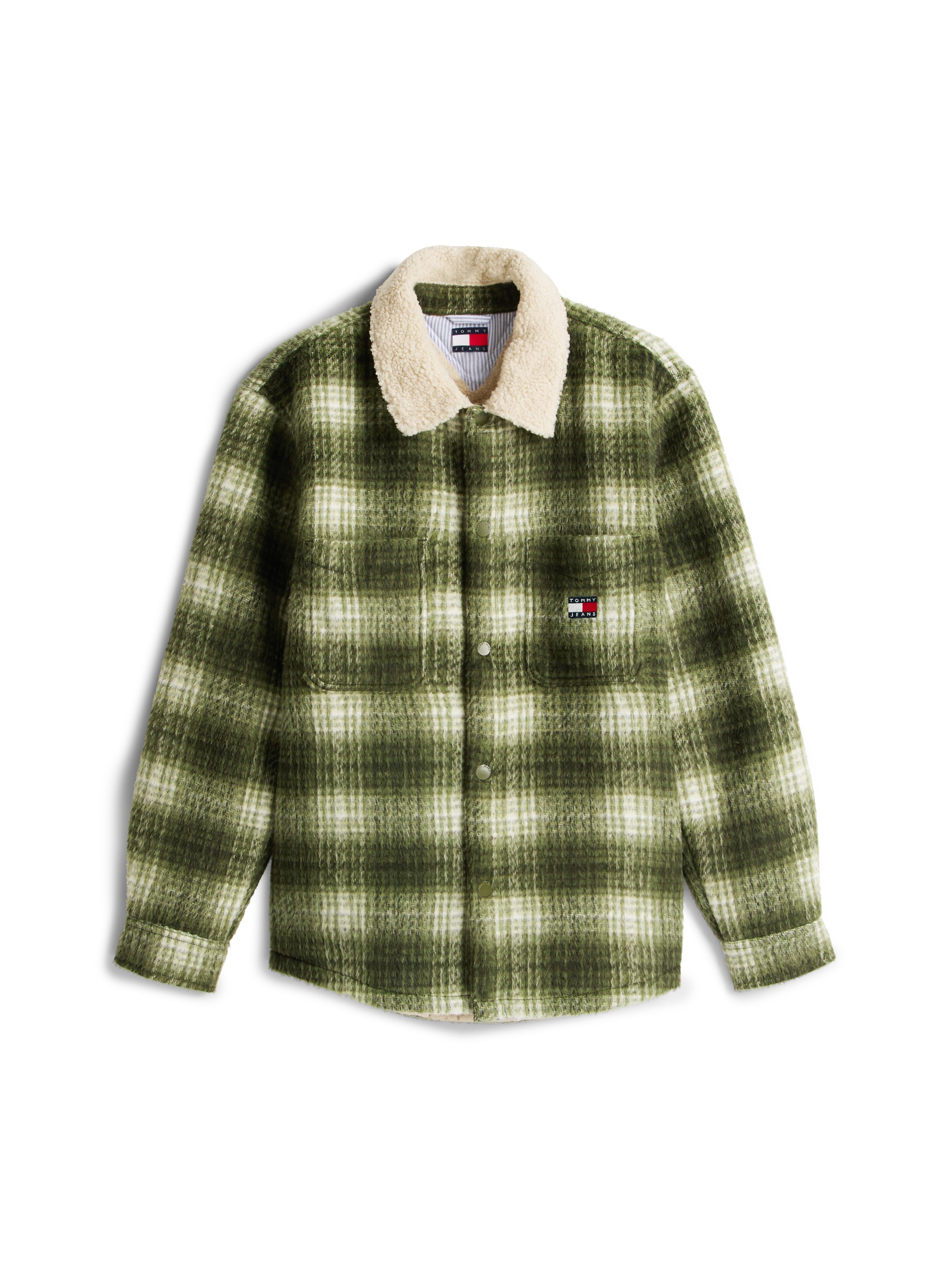 Tommy Jeans Karohemd »CHECK TEDDY OVERSHIRT« Overshirt Jacke Holzfäller kRegular fit mit Rundhalsausschnitt