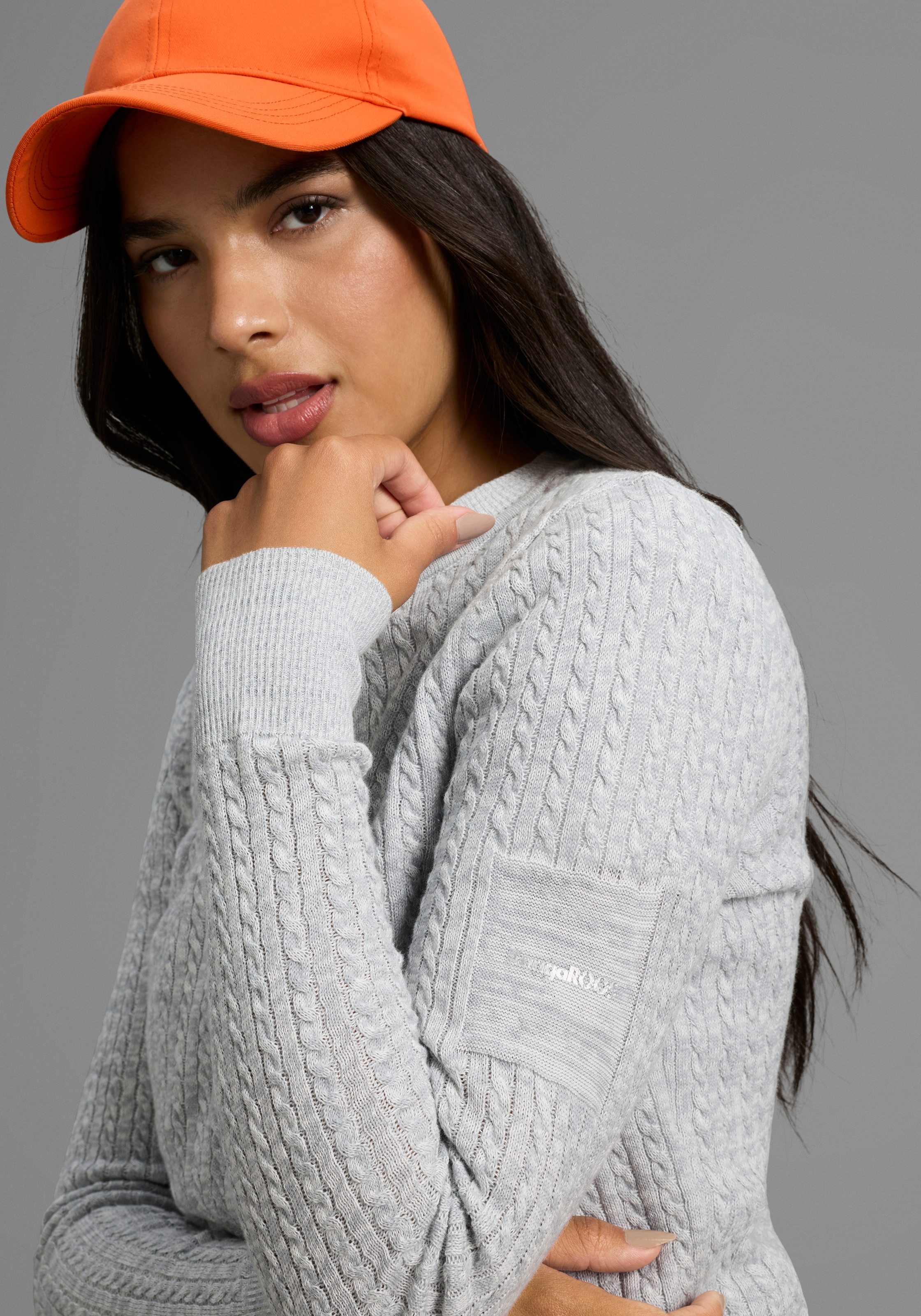 KangaROOS Strickjacke, Strickjacke mit Zopfmuster in mélange Optik - NEUE-KOLLEKTION