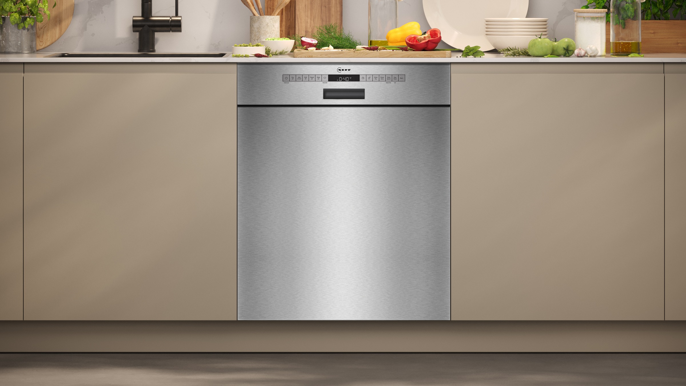 NEFF Unterbaugeschirrspüler "S125ECS15E" 14 Maßgedecke Automatische Türöffnung für Effizienz, flexible Körbe