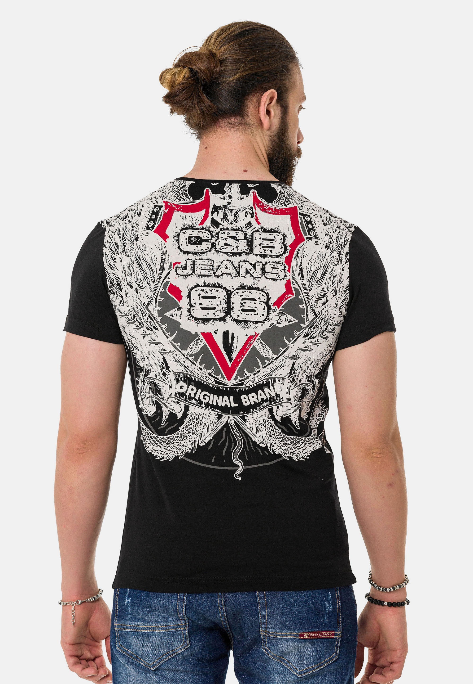 Thumbnail - Cipo & Baxx T-Shirt "T-Shirt" mit Schattenmuster auf der Vorder-und Rückseite