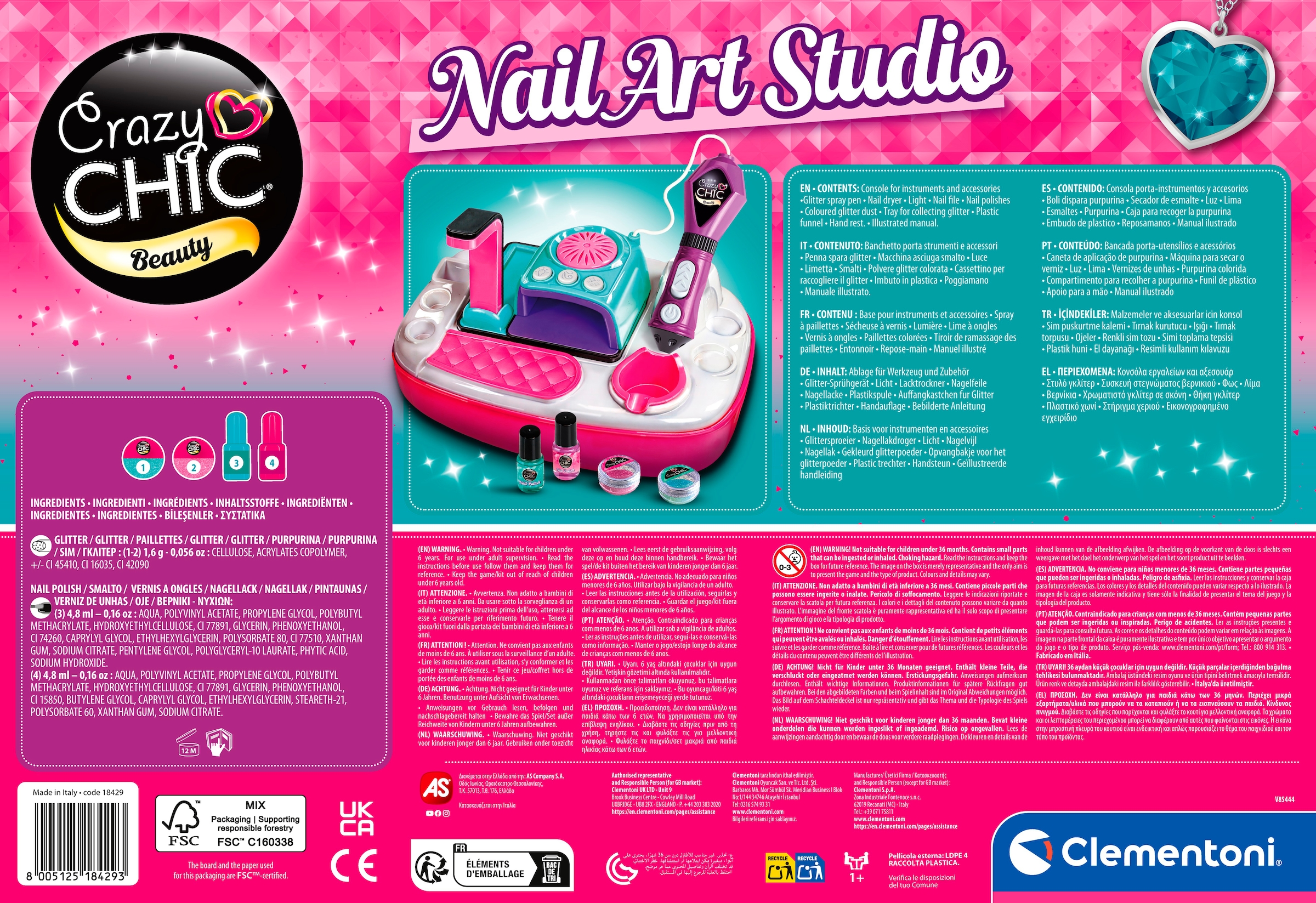 Clementoni® Kreativset »Crazy Chic, Nail Art Studio« Made in Europe