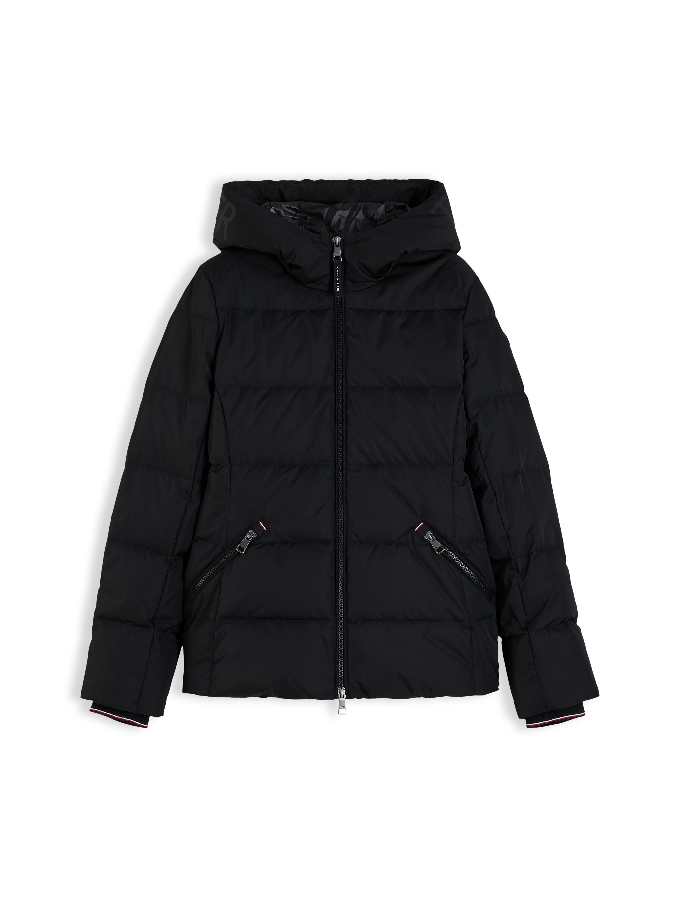 Tommy Hilfiger Steppjacke "DOWN BRANDED FITTED JACKET" mit Kapuze Kunstfaser