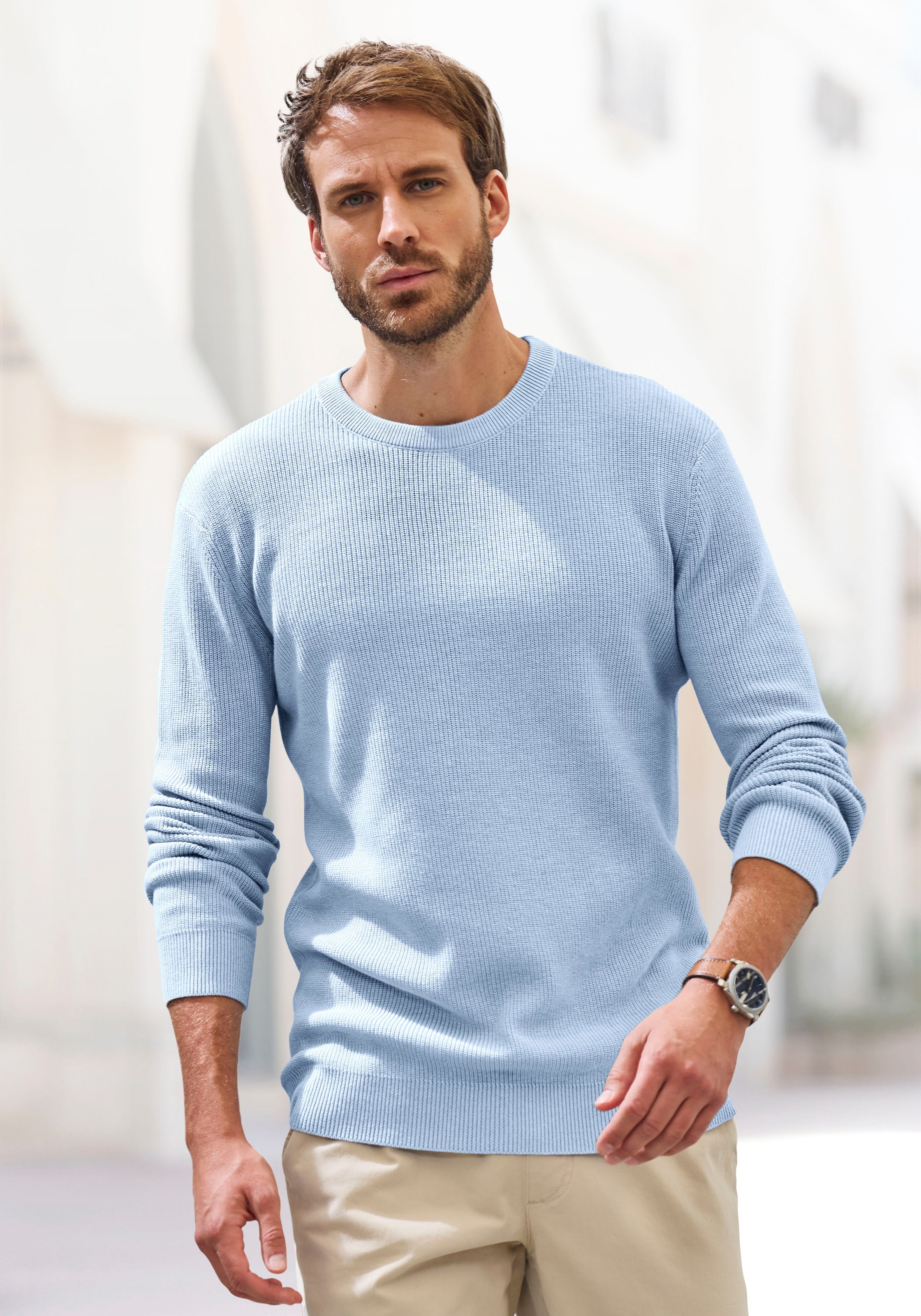 John Devin Strickpullover, in modischen Farben aus Baumwollmischung