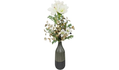 Winterliche Kunstpflanze »mit Amaryllis in Vase aus Keramik, Blumen-Arrangement,...