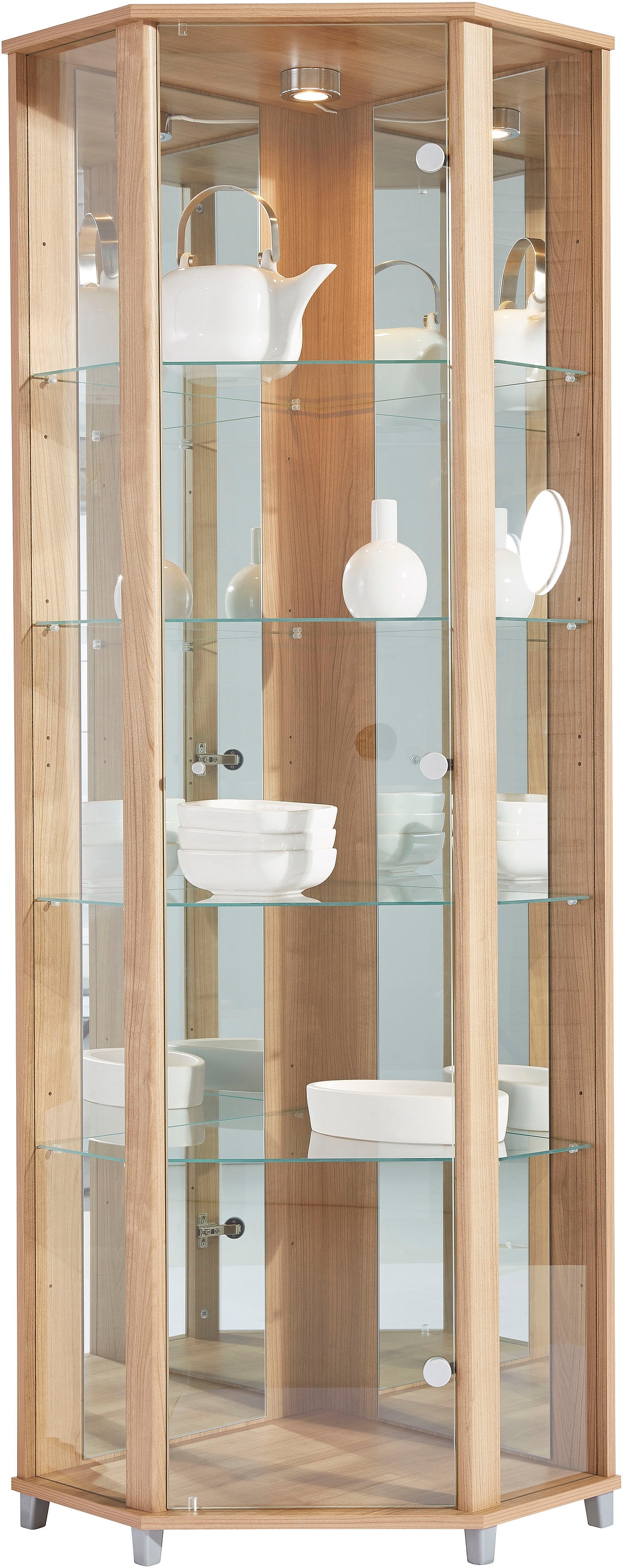 fif möbel Eckvitrine »TRIO Höhe ca. 172 cm, ink. Beleuchtung«, Eckvitrine/Glasvitrine 1x Glastür, perfekt für Sammler, Sammlervitrine