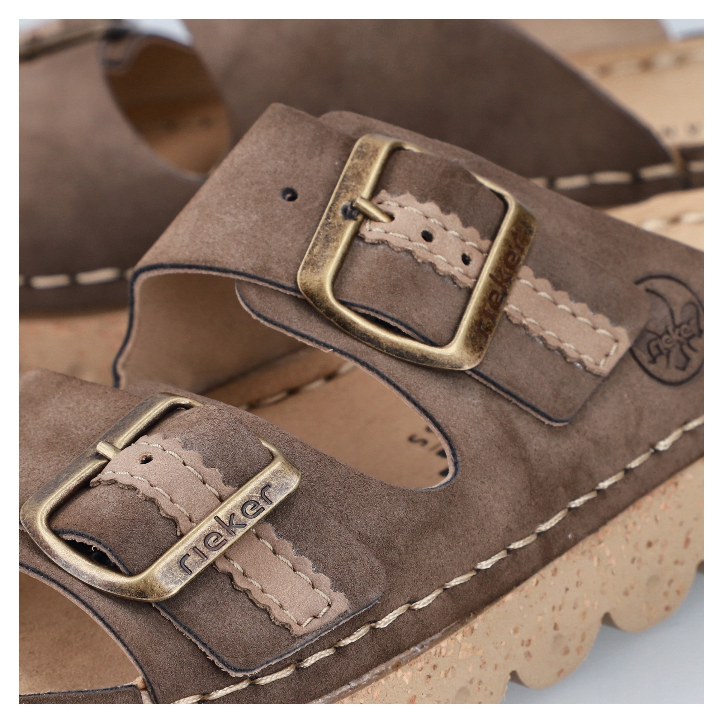 Rieker Pantolette, Sommerschuh, Schlappen, Hausschuh mit verstellbaren Schnallen