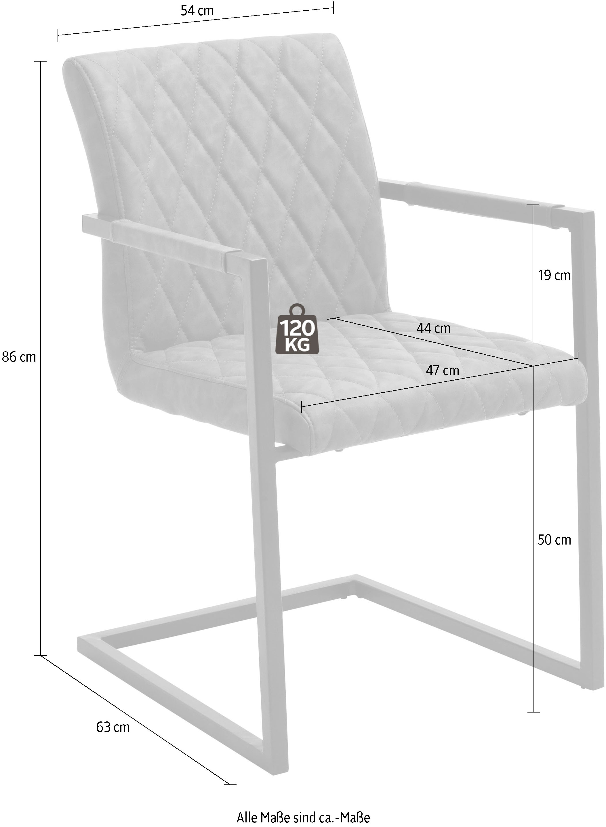 MCA furniture Freischwinger »Kian«, (Set), 2 St., Vintage Kunstleder mit  oder ohne Armlehne, Stuhl belastbar bis 120 kg | BAUR | Freischwinger