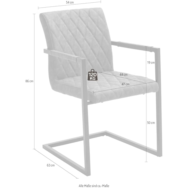 MCA furniture Freischwinger »Kian«, (Set), 2 St., Vintage Kunstleder mit  oder ohne Armlehne, Stuhl belastbar bis 120 kg | BAUR