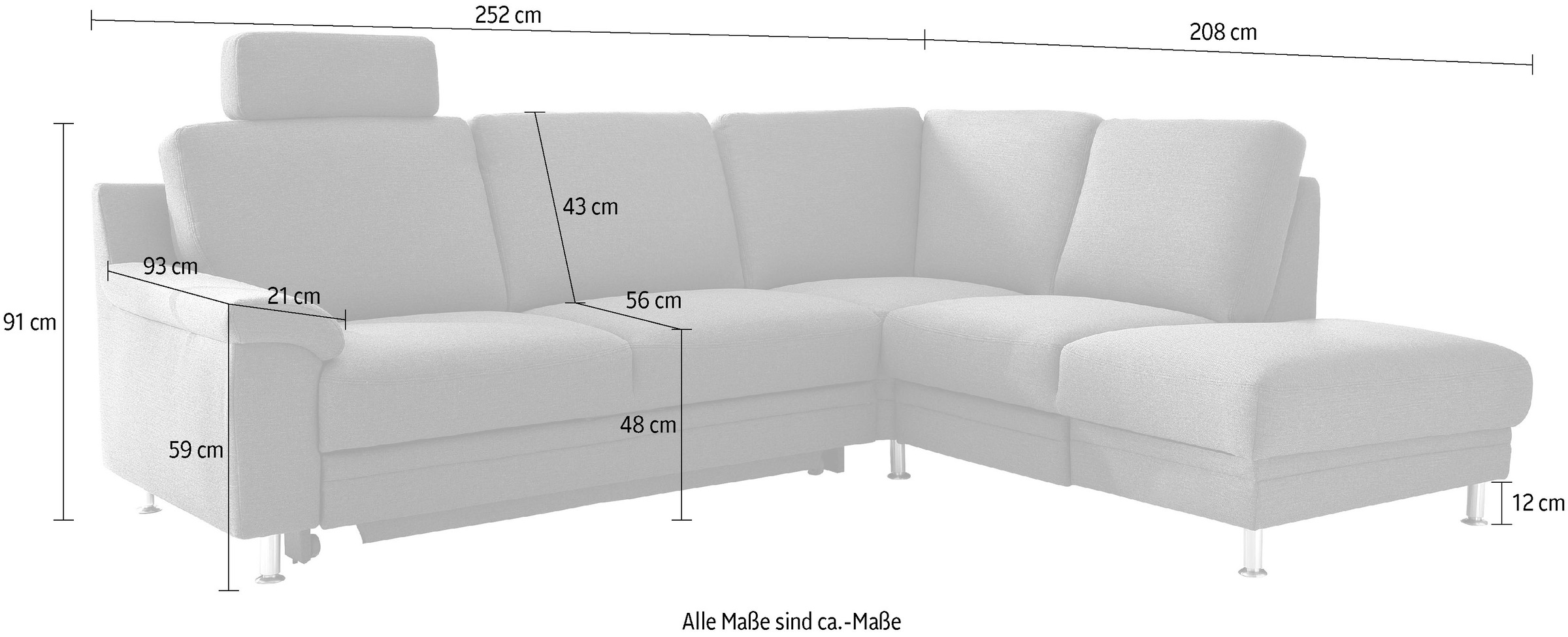 3C Carina Ecksofa »Korfu L-Form«, incl.- 1 Kopfstütze, wahlweise mit Schlafunktion und Stauraum