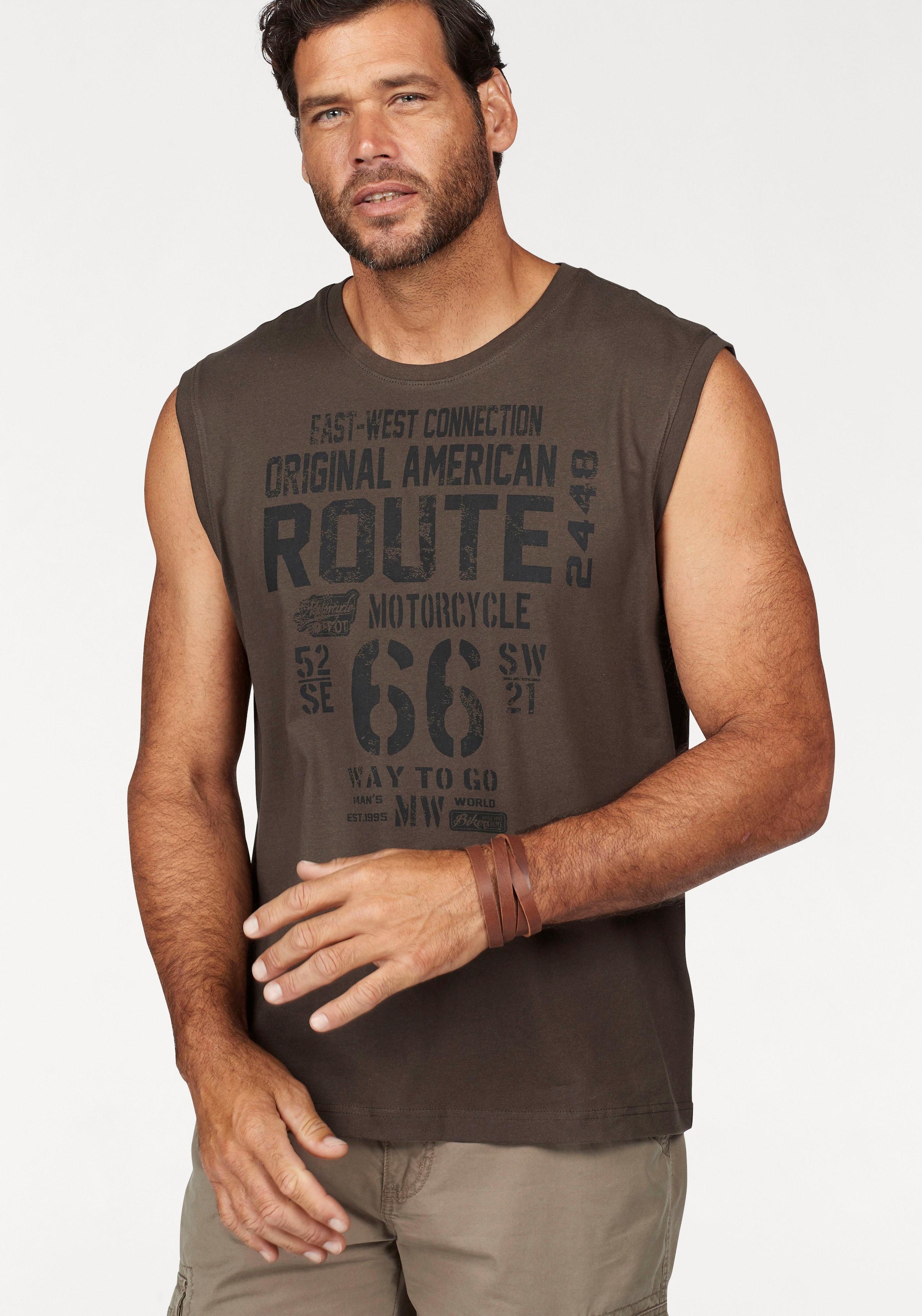 Man's World Muscleshirt, (2er-Pack), ärmellos, bedruckt, Rundhalsausschnitt, aus 100% Baumwolle